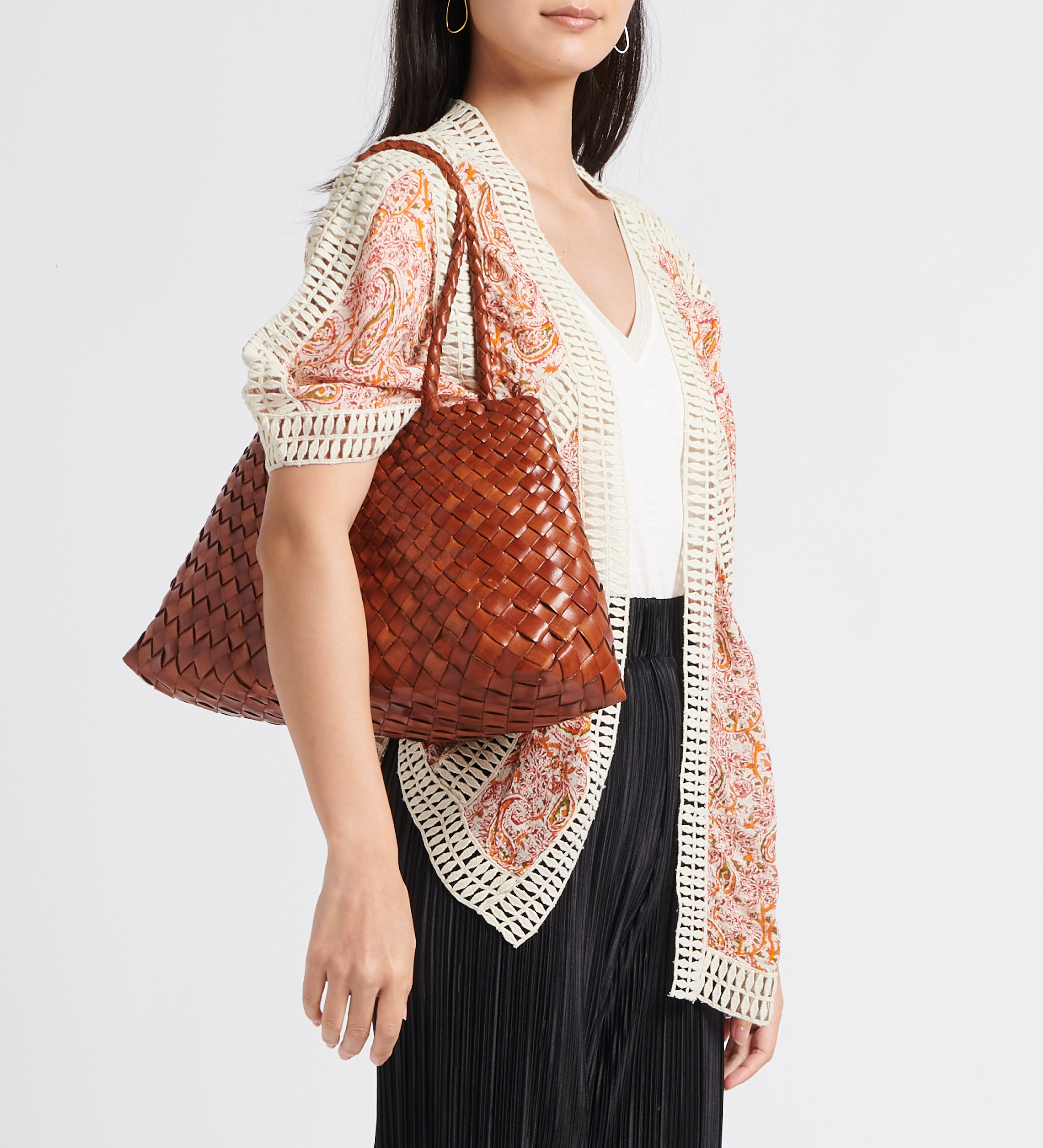 Panier tissé en cuir DRAGON DIFFUSION Marron