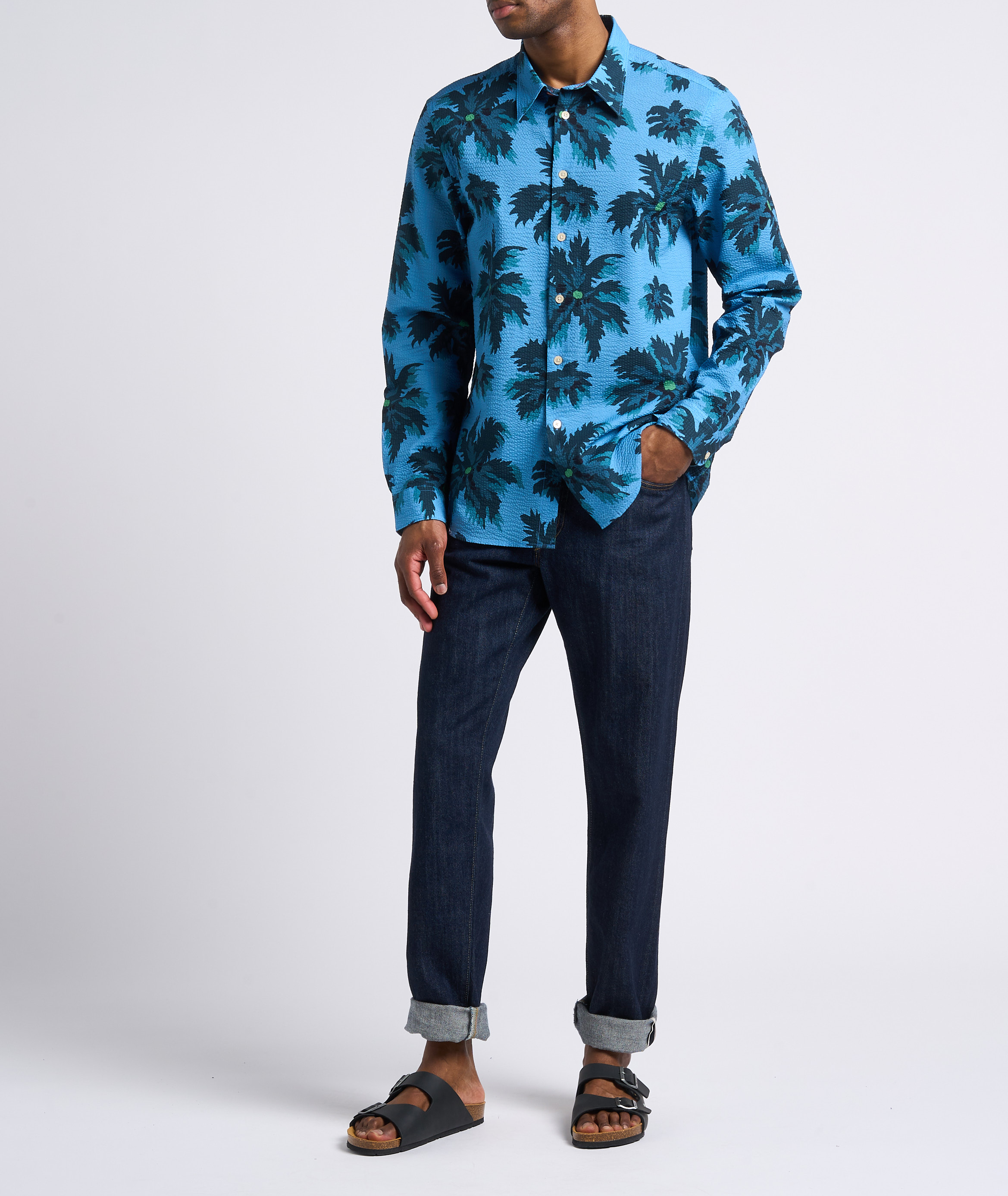 Printed cotton shirt with classic collar PAUL SMITH Blue