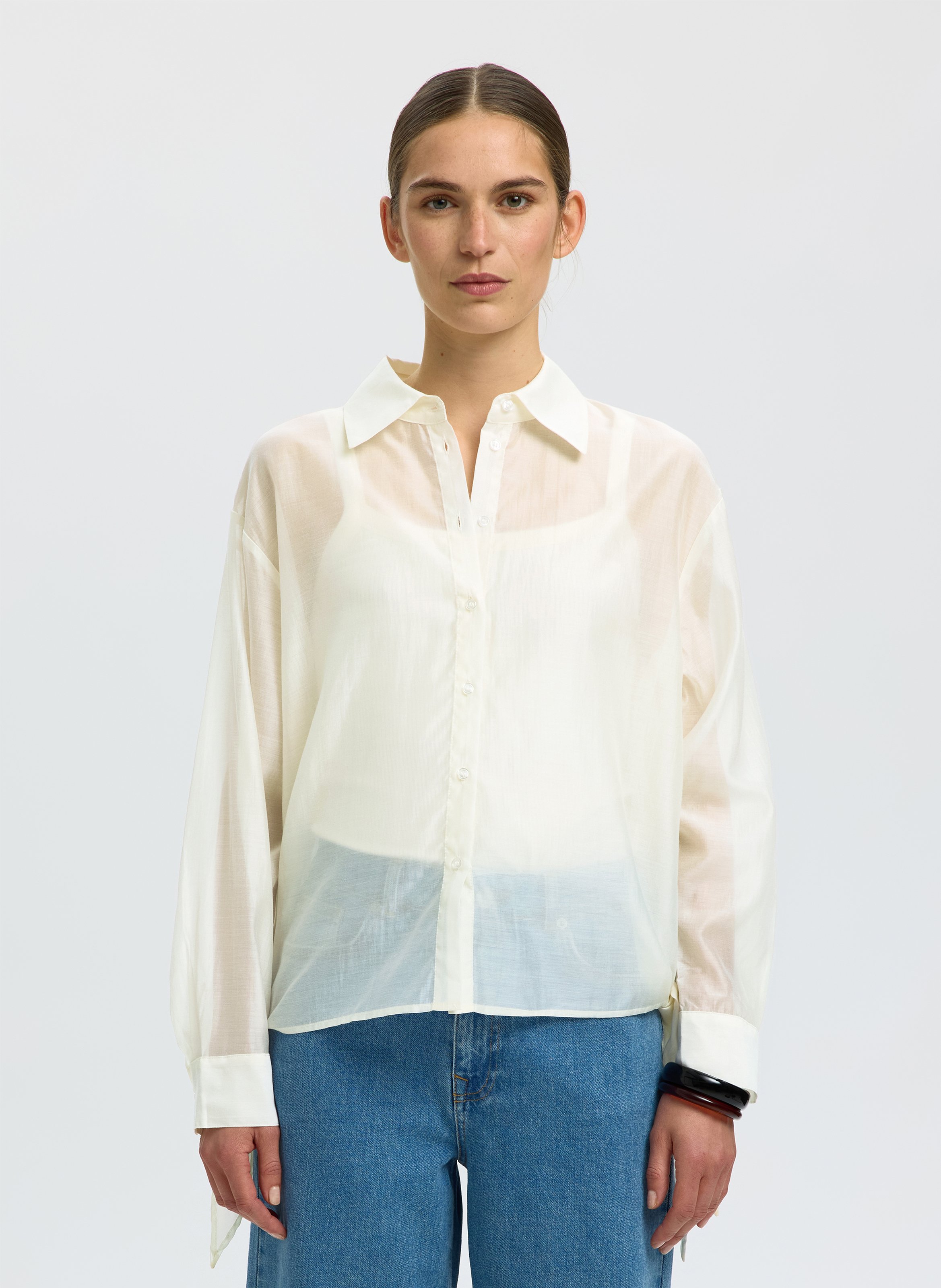 Bedrucktes Hemd mit klassischem Kragen SELECTED Beige