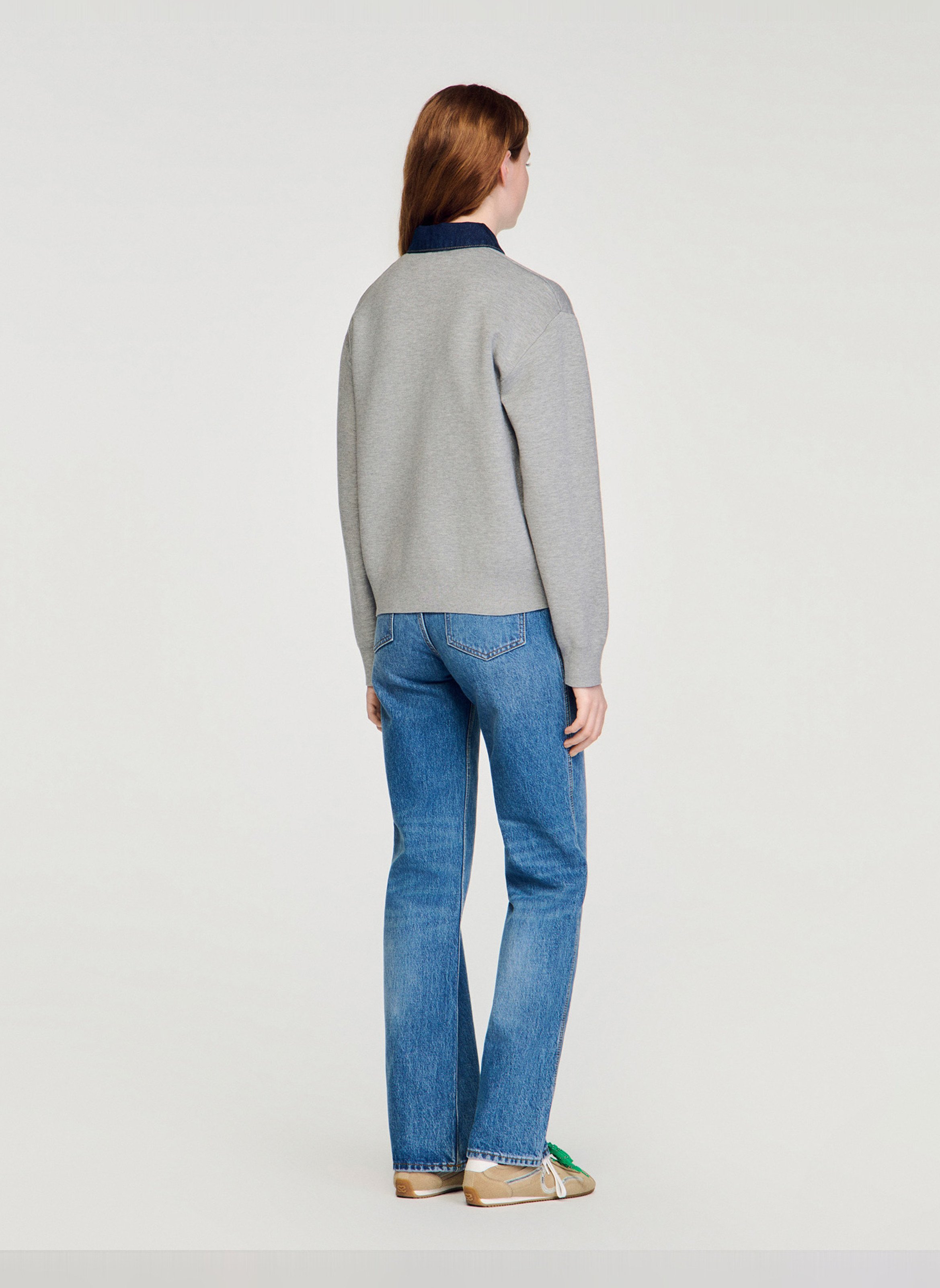 Oversized denim collar sweater SANDRO Grey