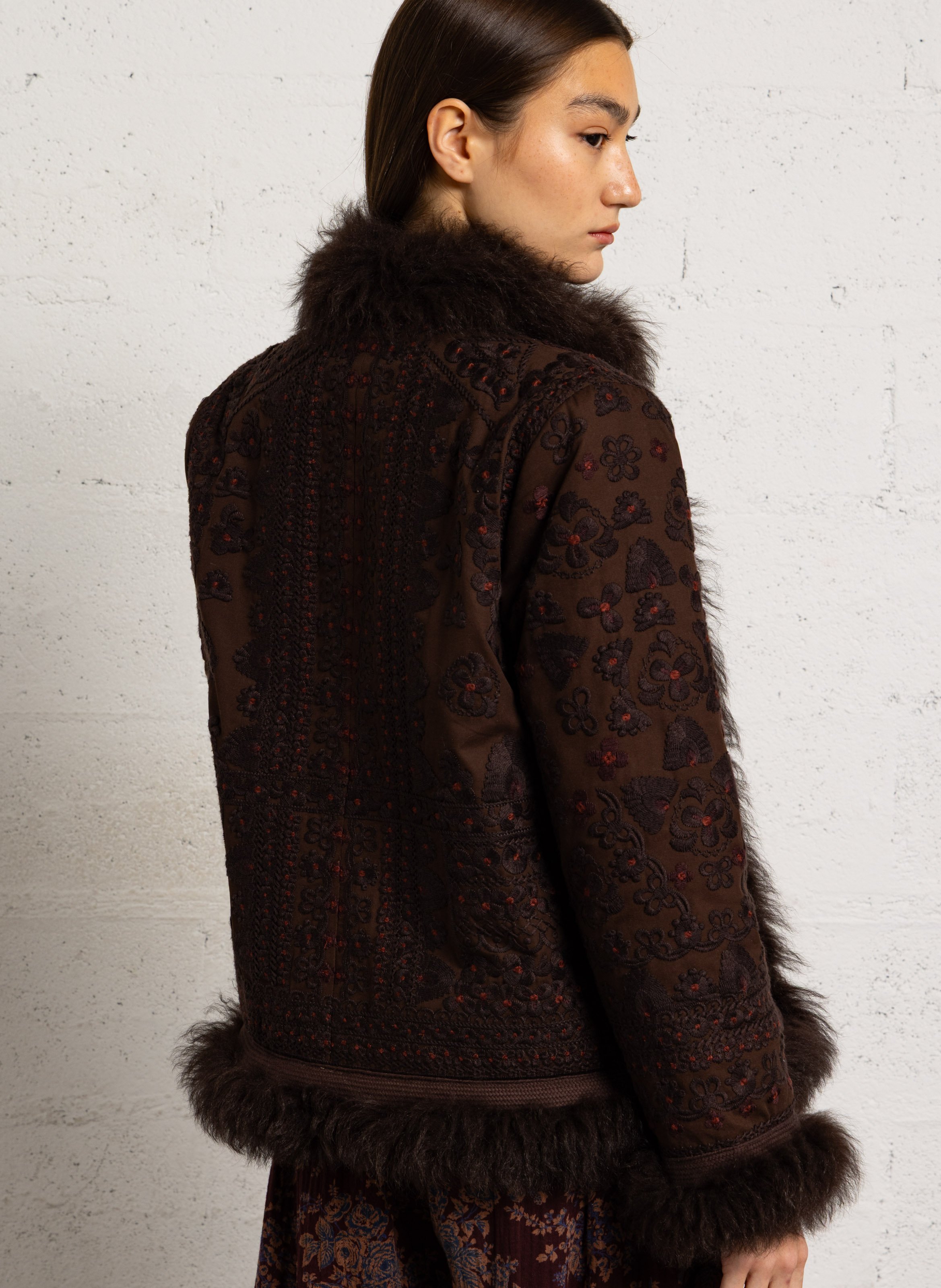 Embroidered cotton jacket ANTIK BATIK Brown