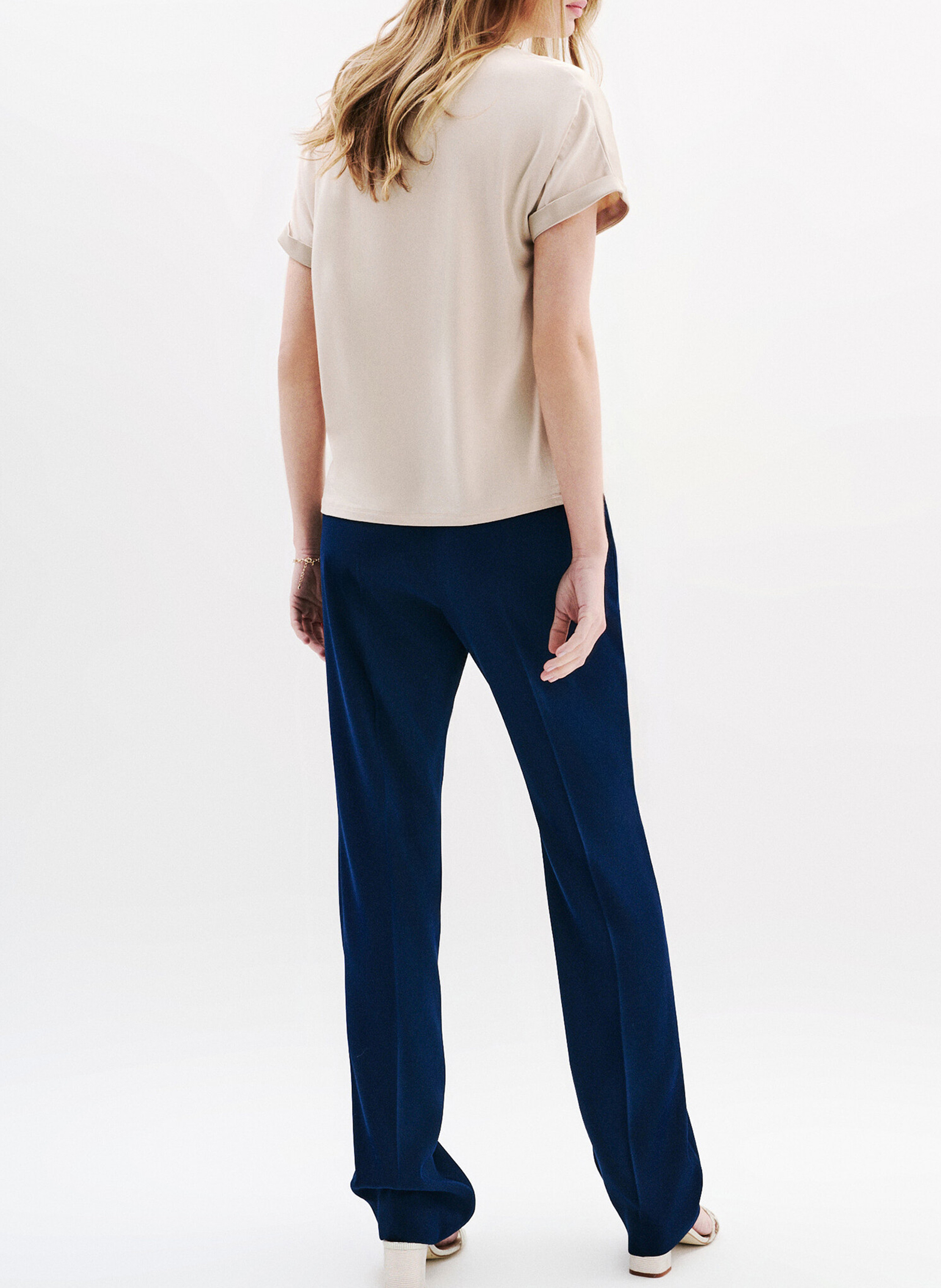 Fließendes Satin-T-Shirt CAROLL Beige