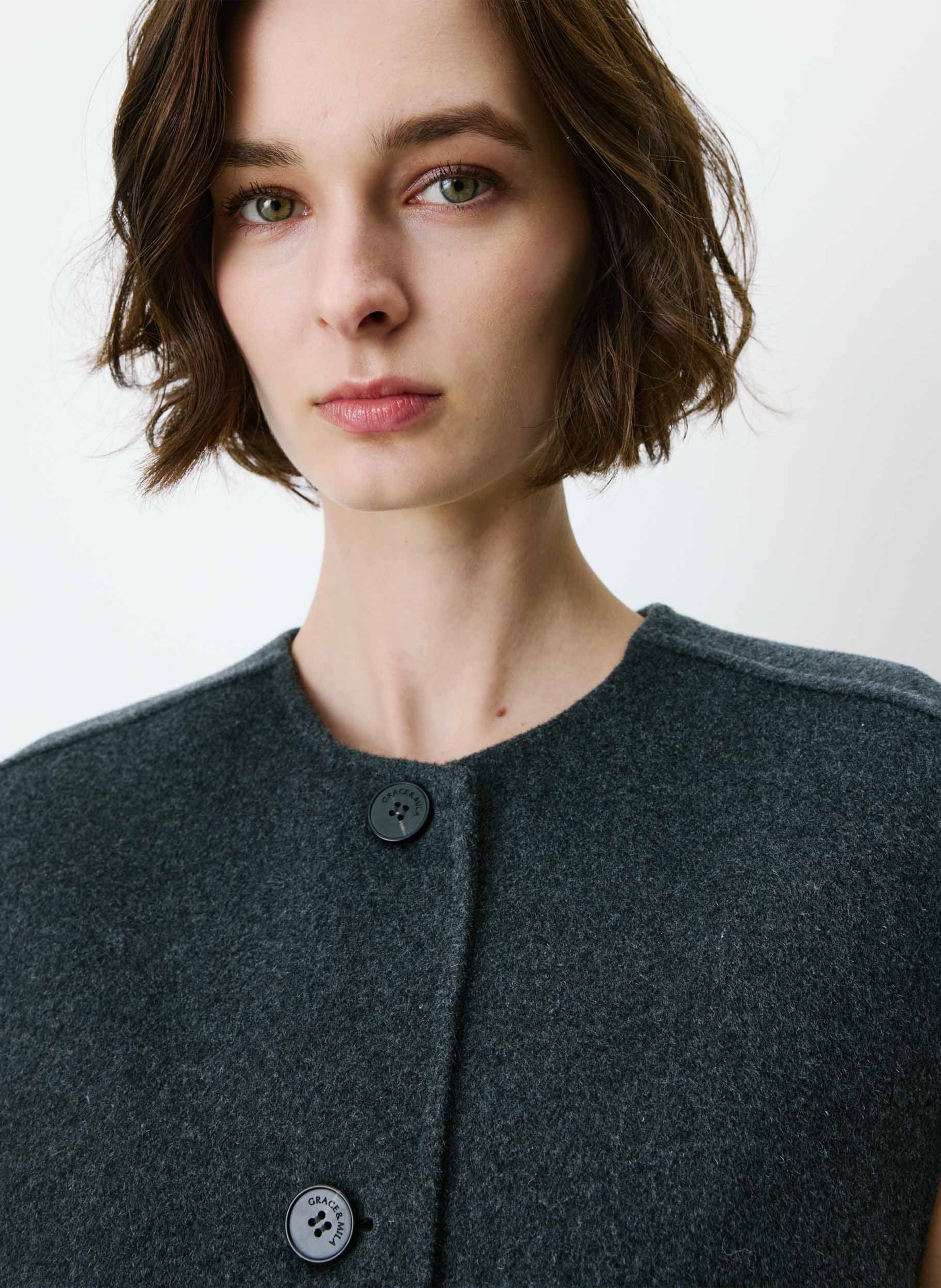 Veste sans manches ample en laine mélangée GRACE ET MILA Noir