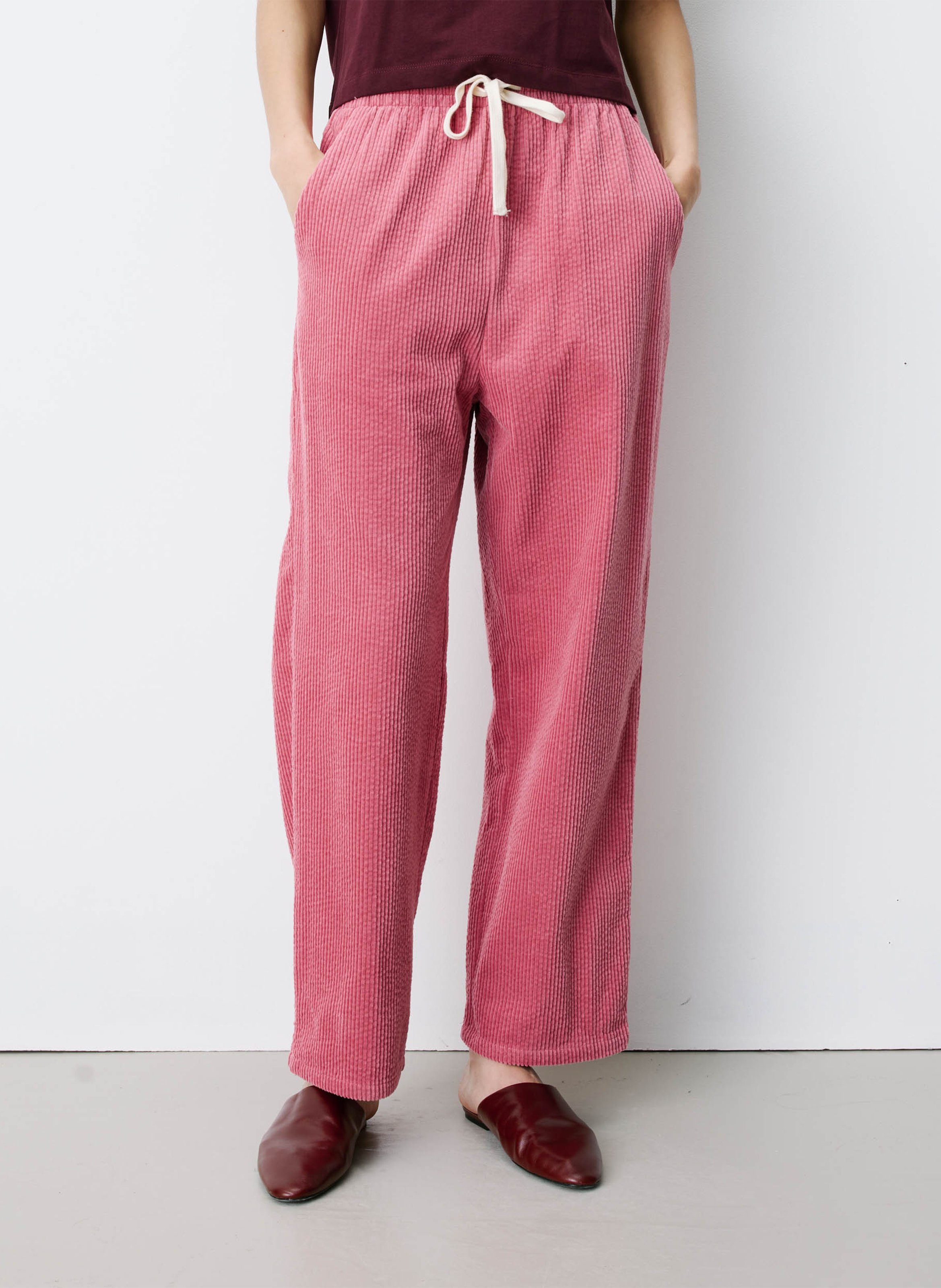 Straight pleated cotton pants GRACE ET MILA Pink