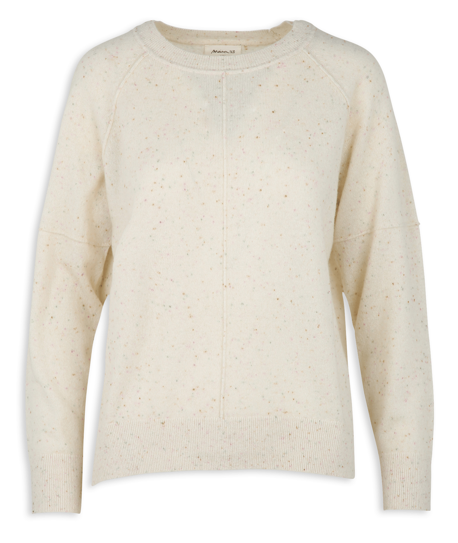 Round-neck speckled cashmere sweater MAISON 123 Beige