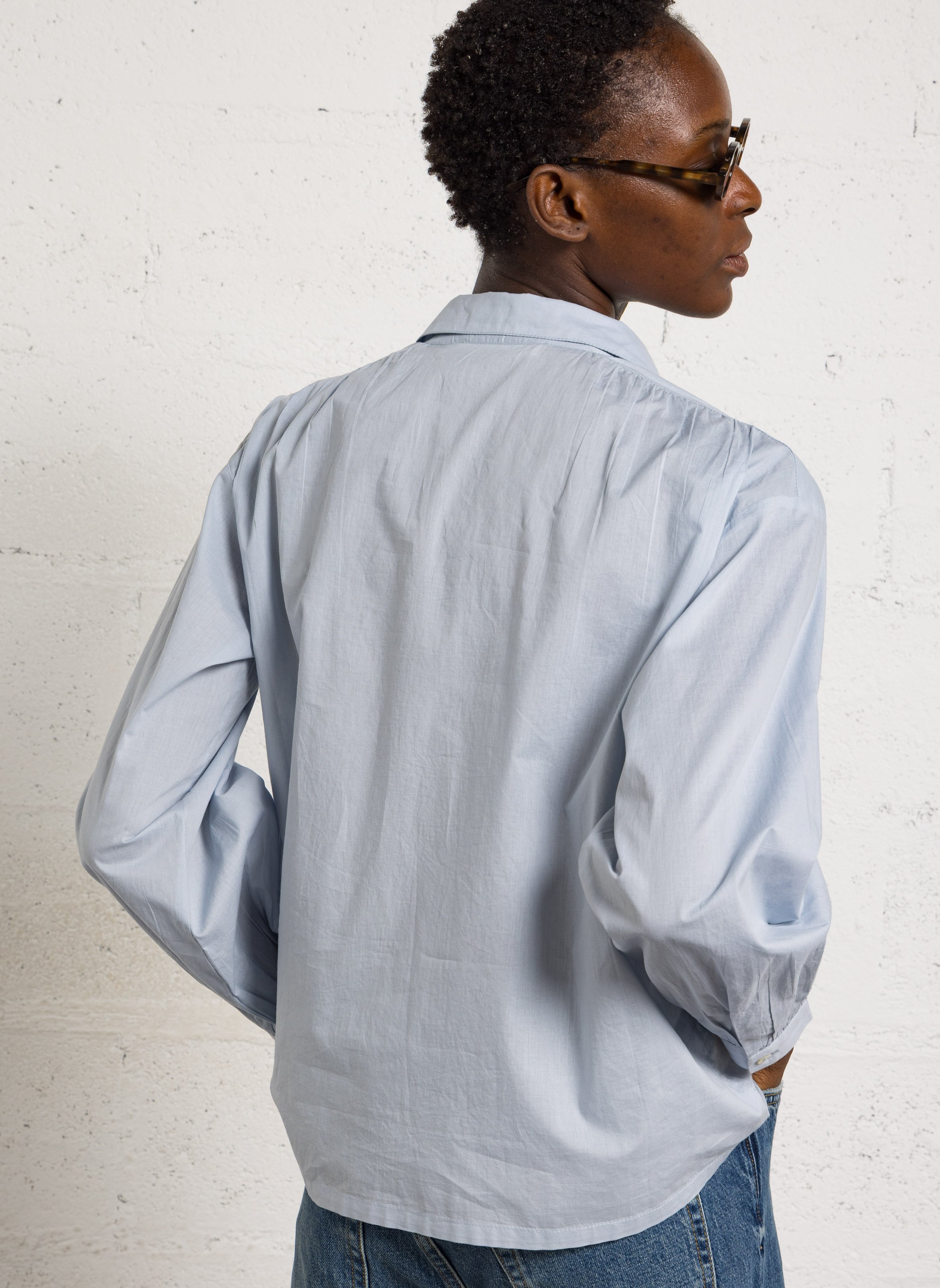 Shirt with cotton embroidery NICE THINGS Blue