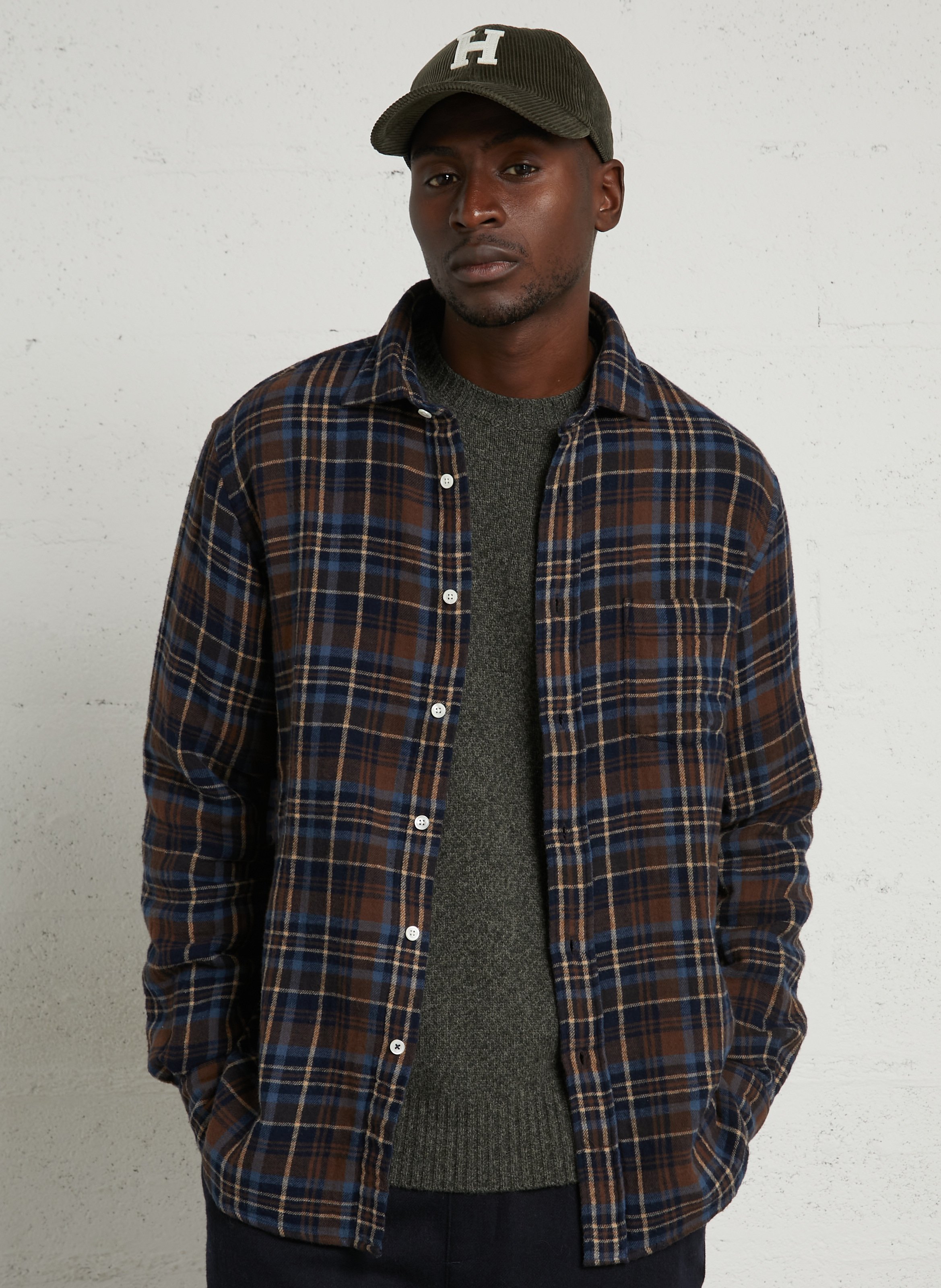 Chemise col classique en coton HARTFORD Marron