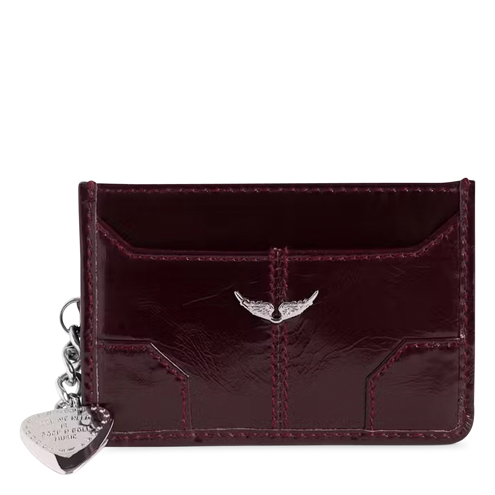 Porte-cartes avec charms en cuir vernis ZADIG&VOLTAIRE Violet