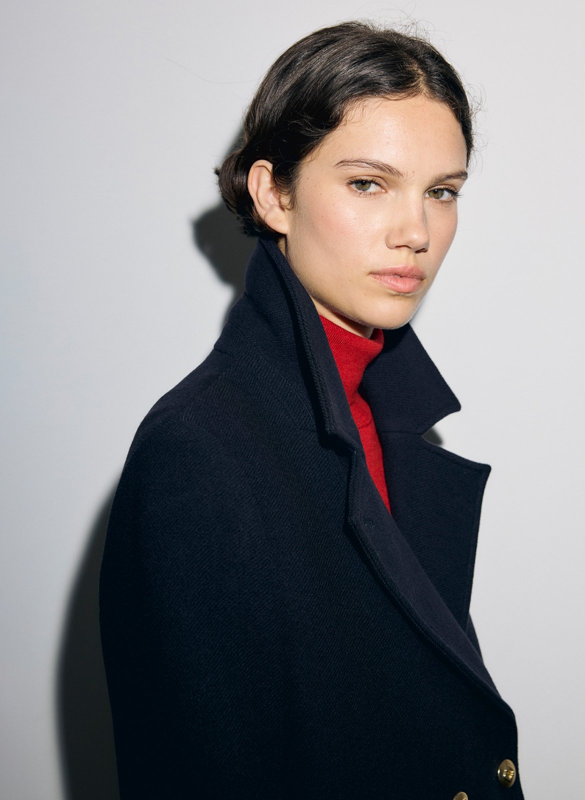 Manteau droit col tailleur en laine mélangée GERARD DAREL Bleu