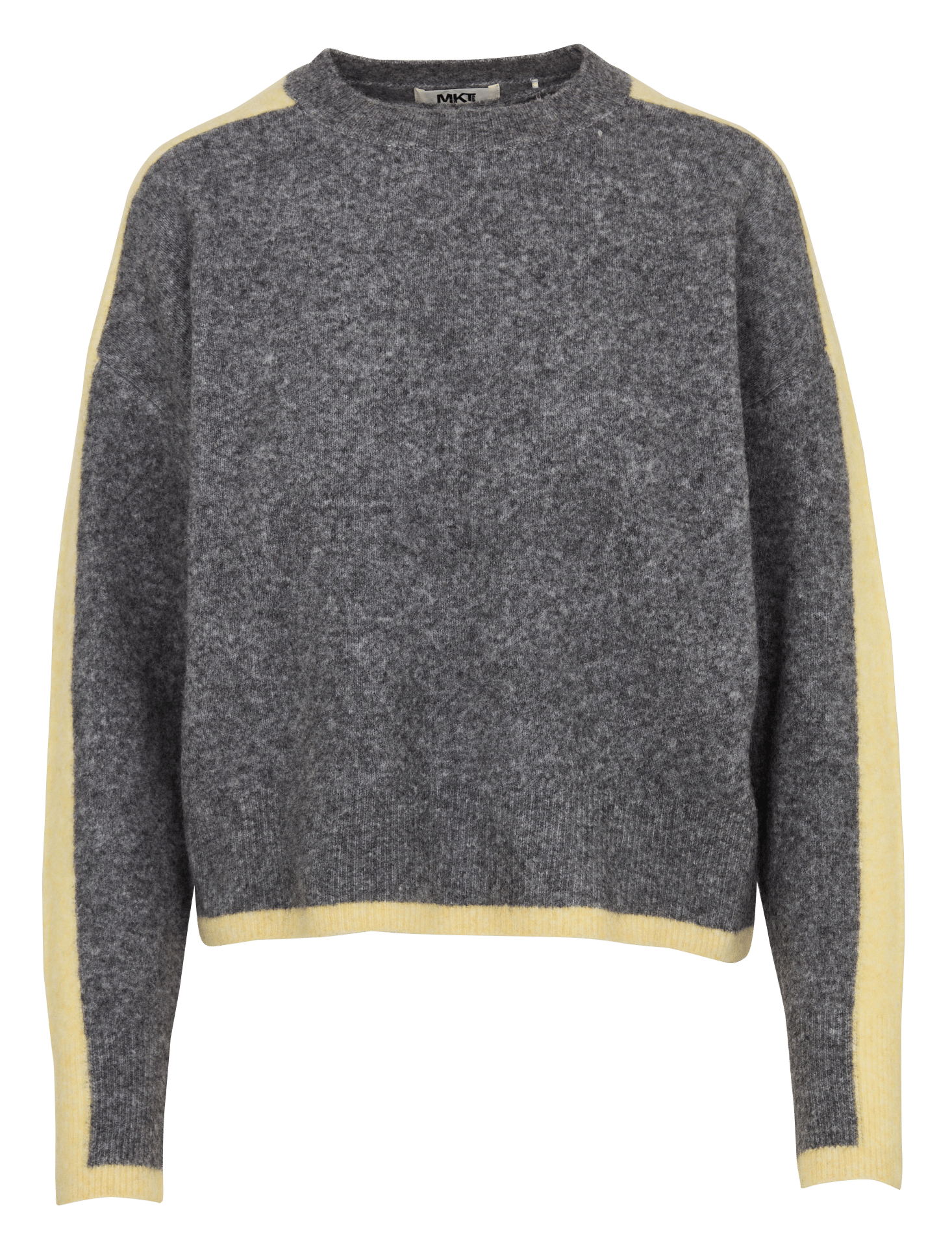 Gerade geschnittener Pullover aus Wollmix mit Rundhalsausschnitt MKT Grau