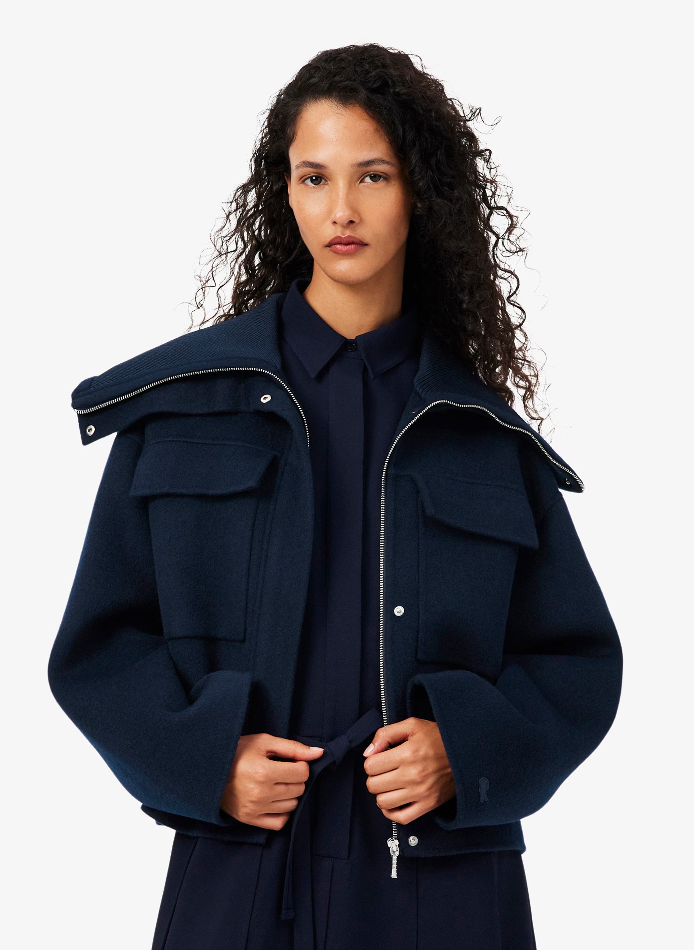 Truckerjack van wolmix LACOSTE Blauw