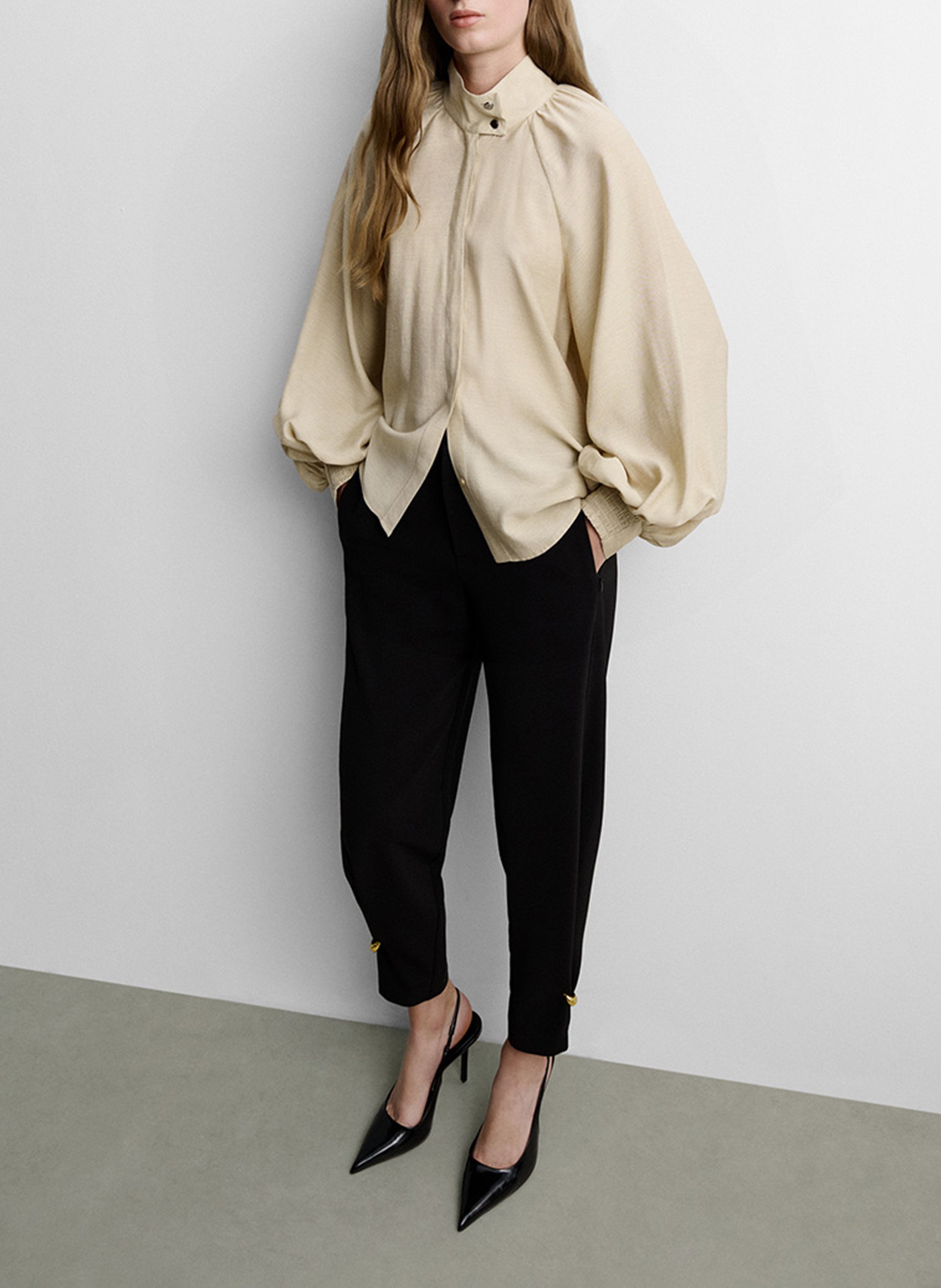 Oversized high-neck shirt SIMORRA Beige