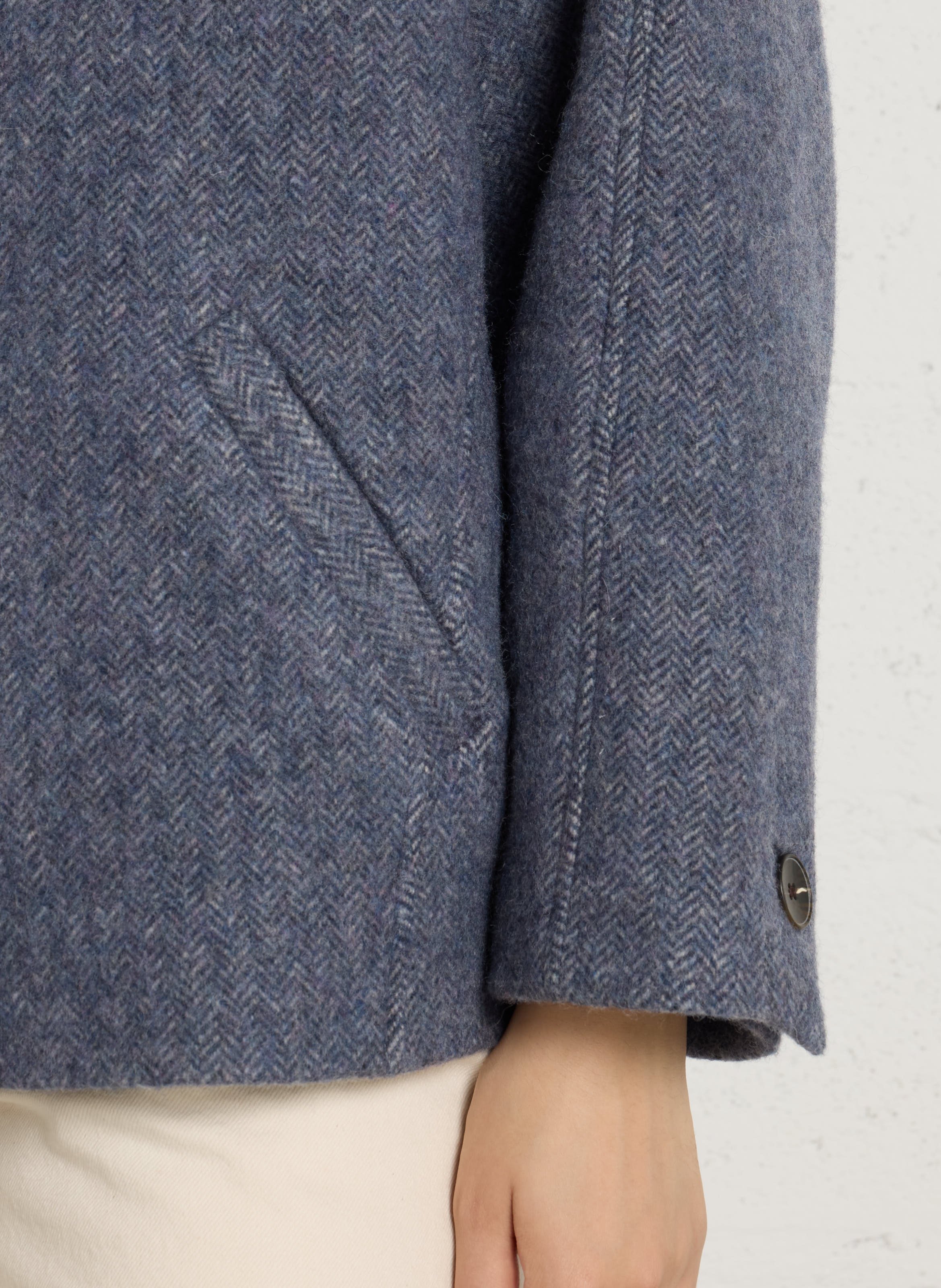Loose-Fitting Buttoned Coat in Wool Blend MAISON 123 Blue