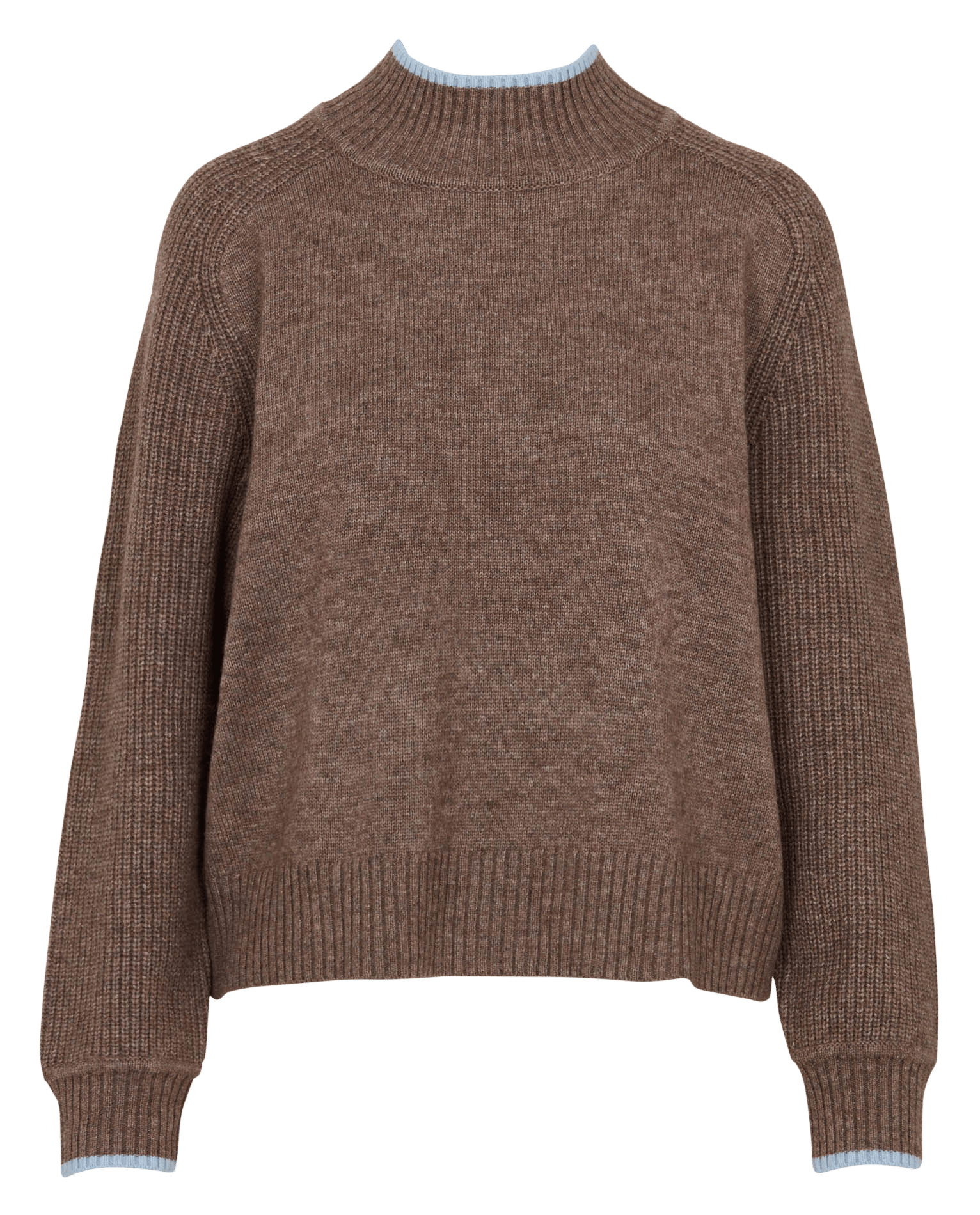Pull droit col montant en laine mélangée KOOKAI Marron