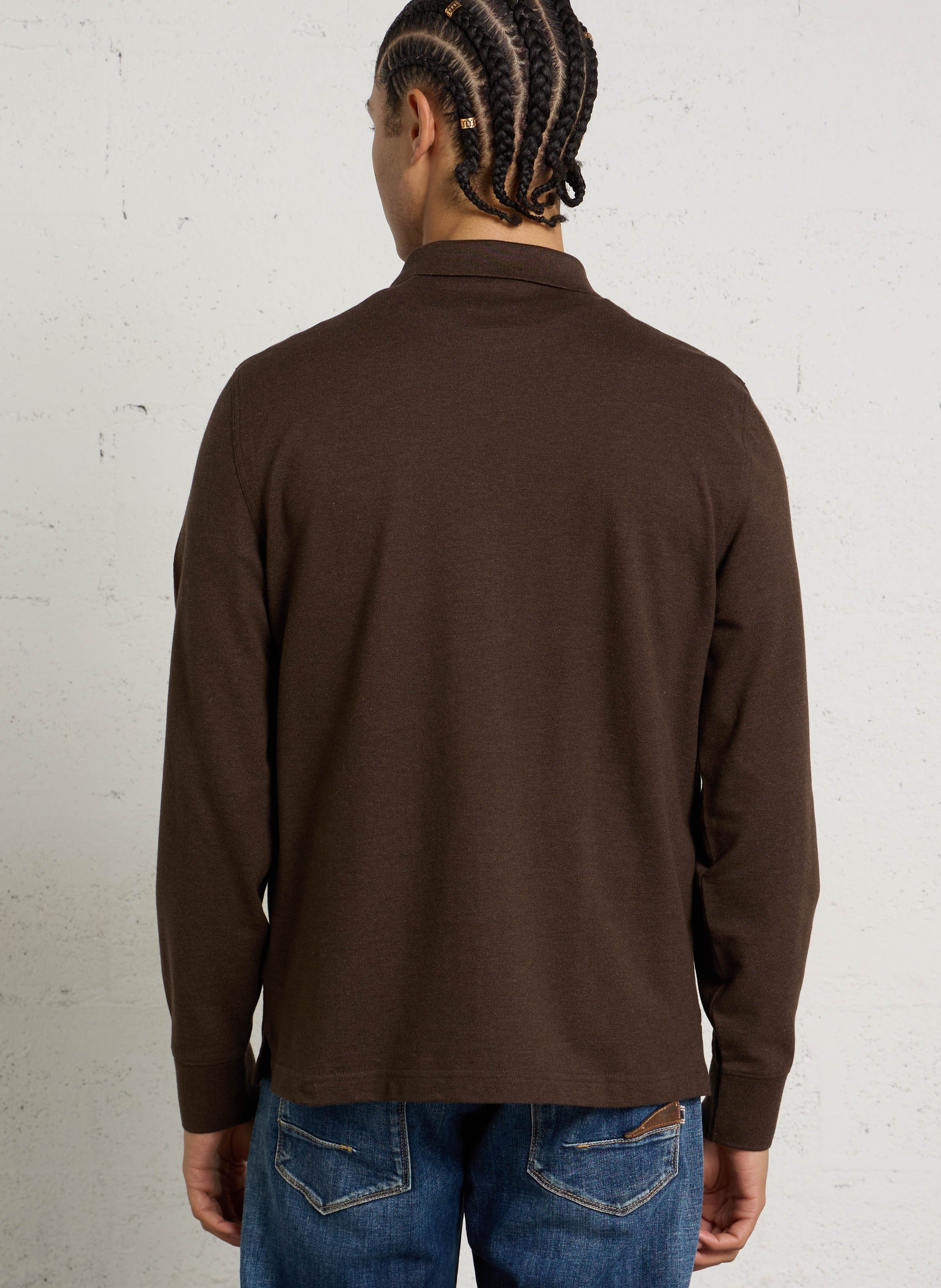 Polo droit en coton recyclé GANT Marron