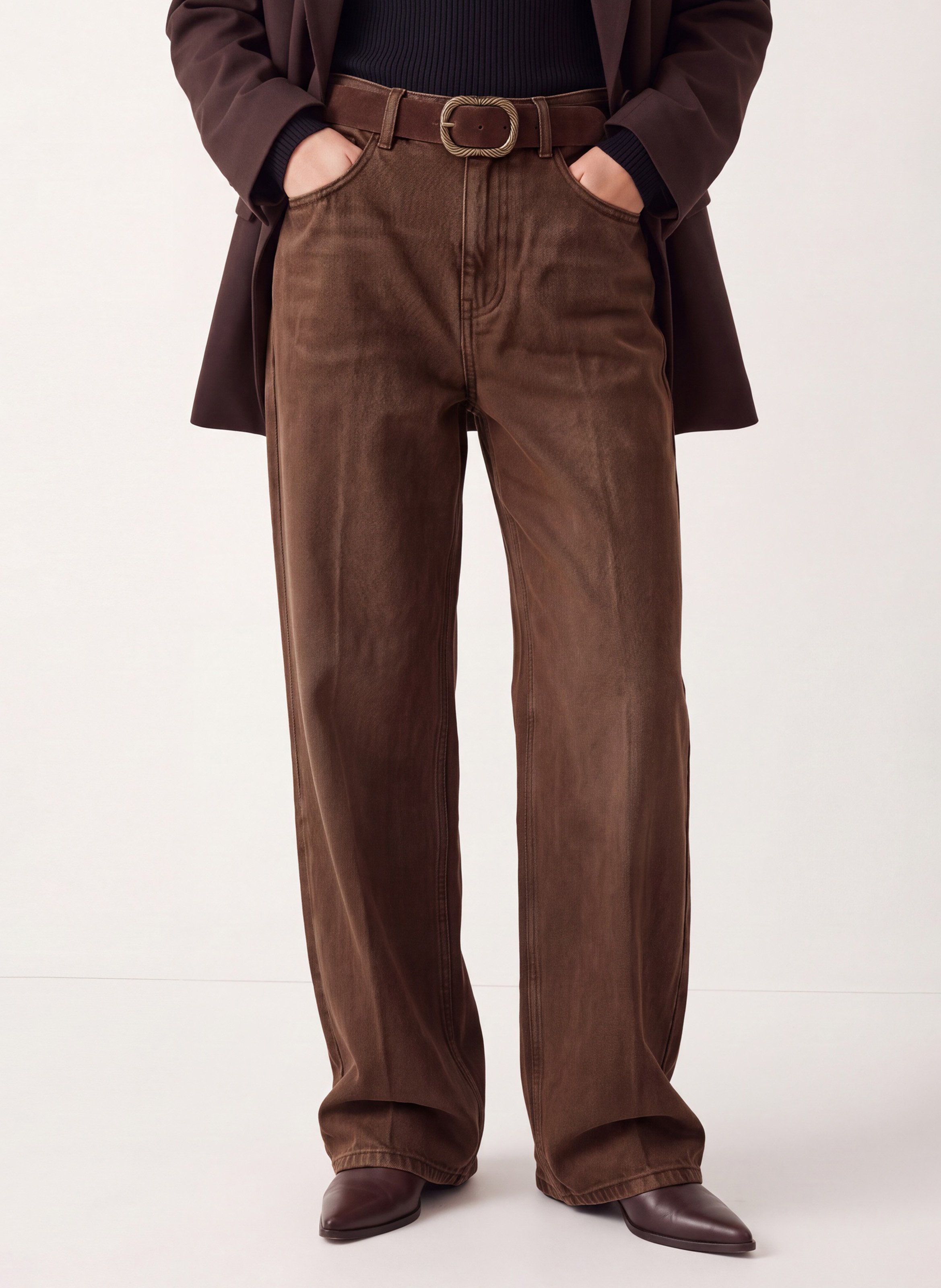 High-waisted wide-leg trousers in a solid color KOOKAI Brown