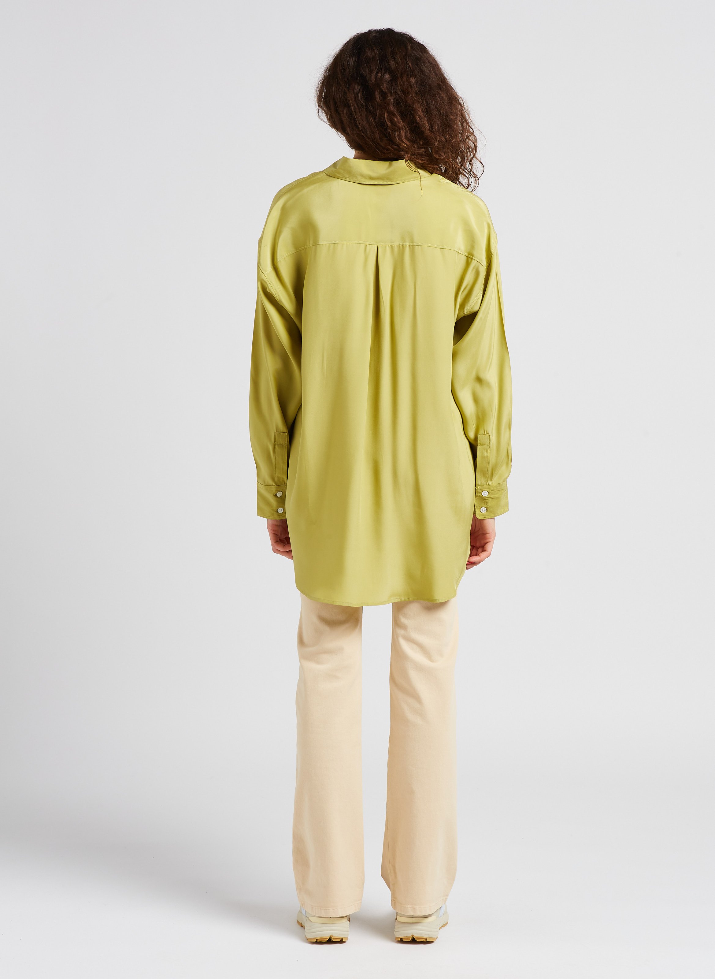 Longline classic-collar silk shirt LEVI&#039;S Green