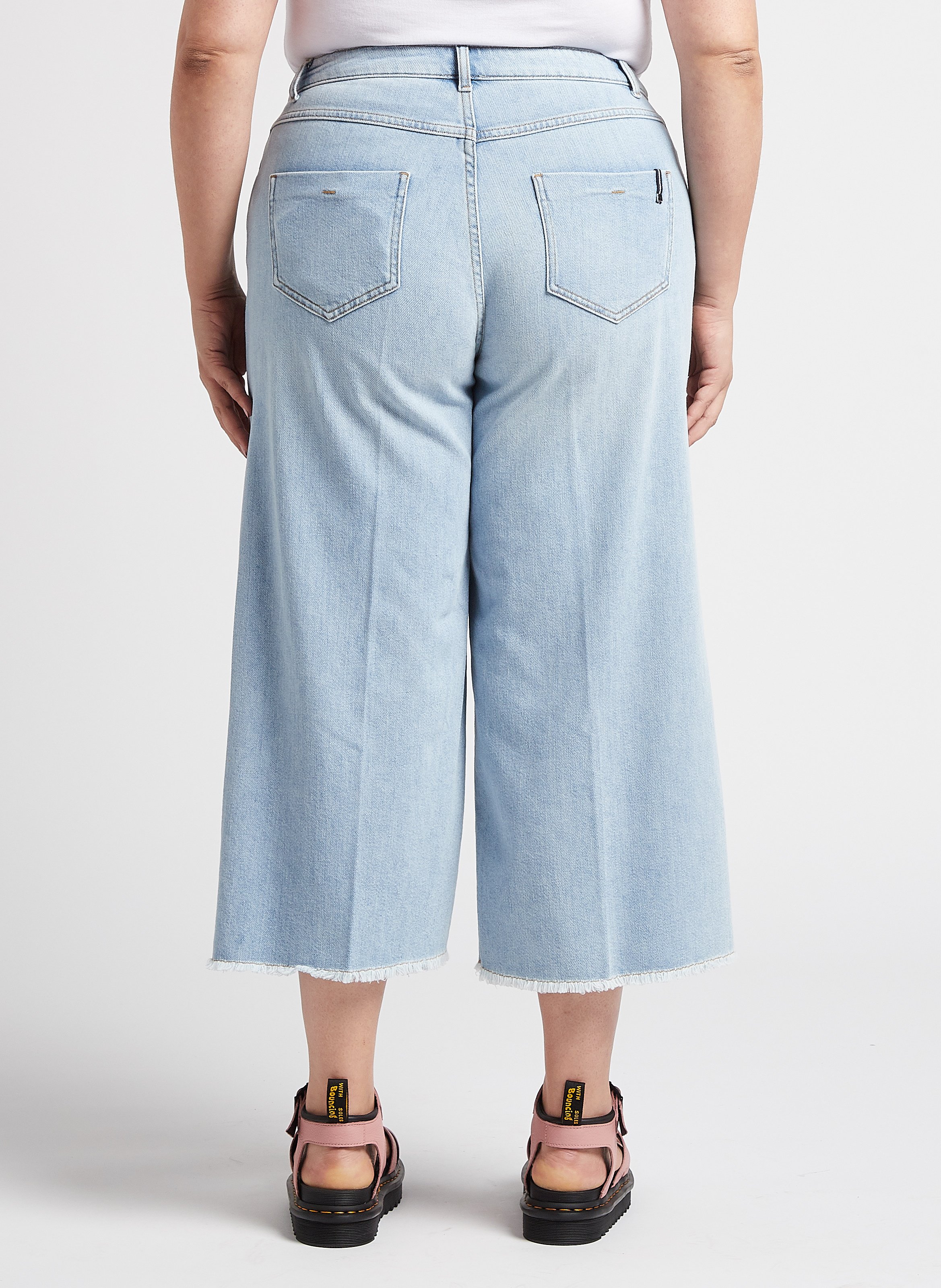 Cropped jeans | katoenblend PERSONA by Marina Rinaldi Blauw