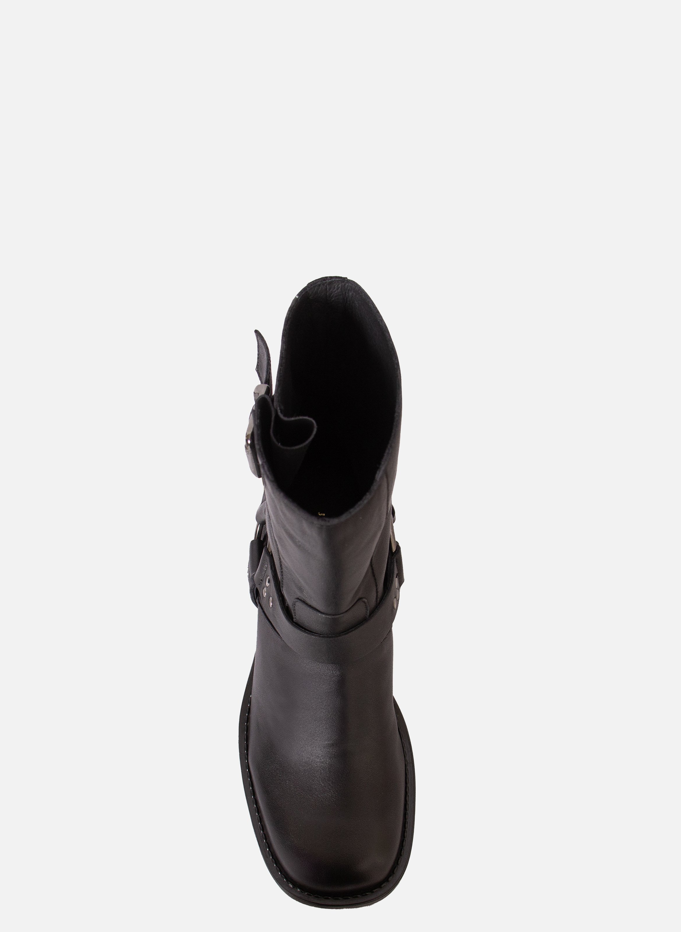 Leather biker ankle boots JULES & JENN Black