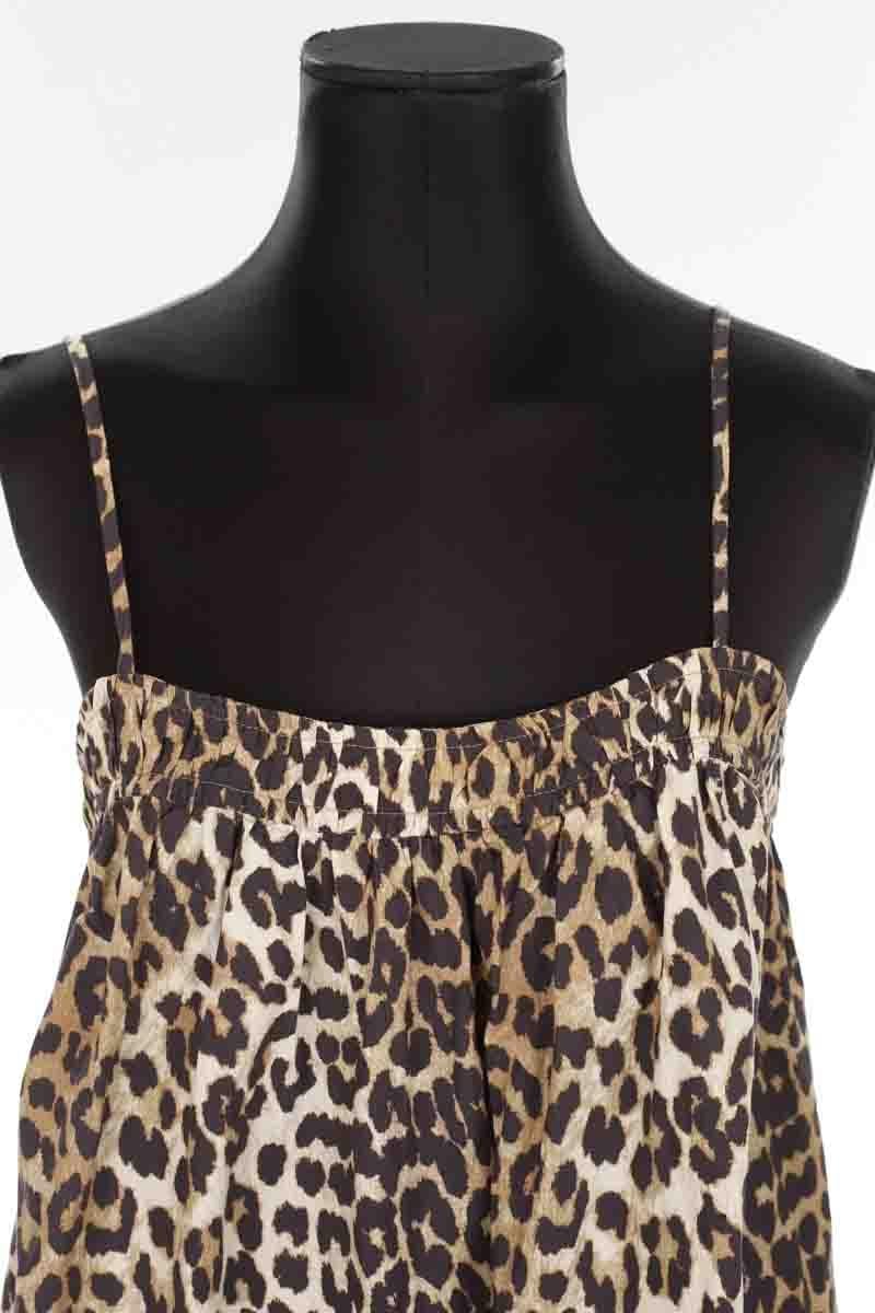 Cotton dress GANNI - Seconde Main Brown