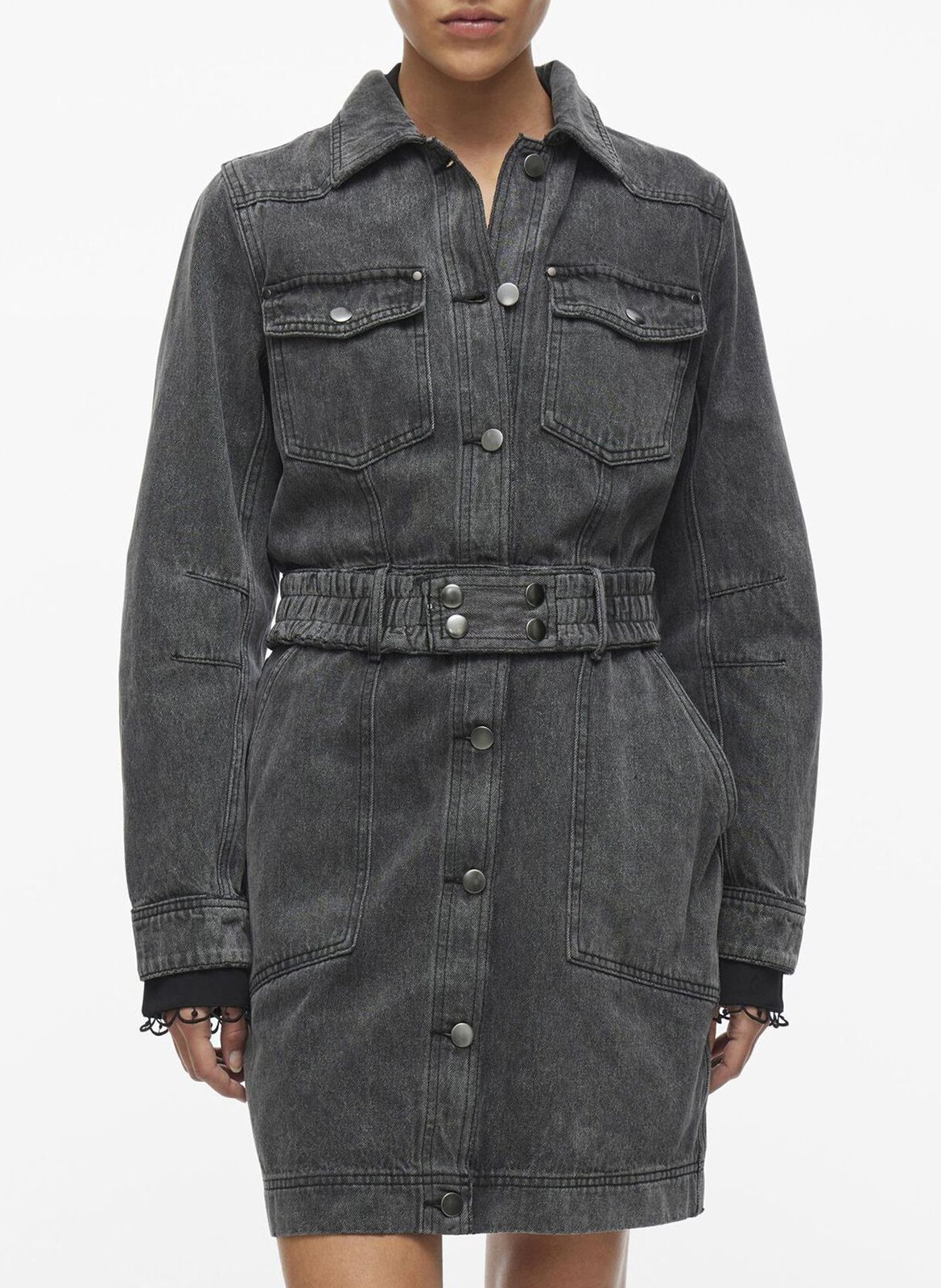 Short cotton-blend dress ROUGE EDIT Grey