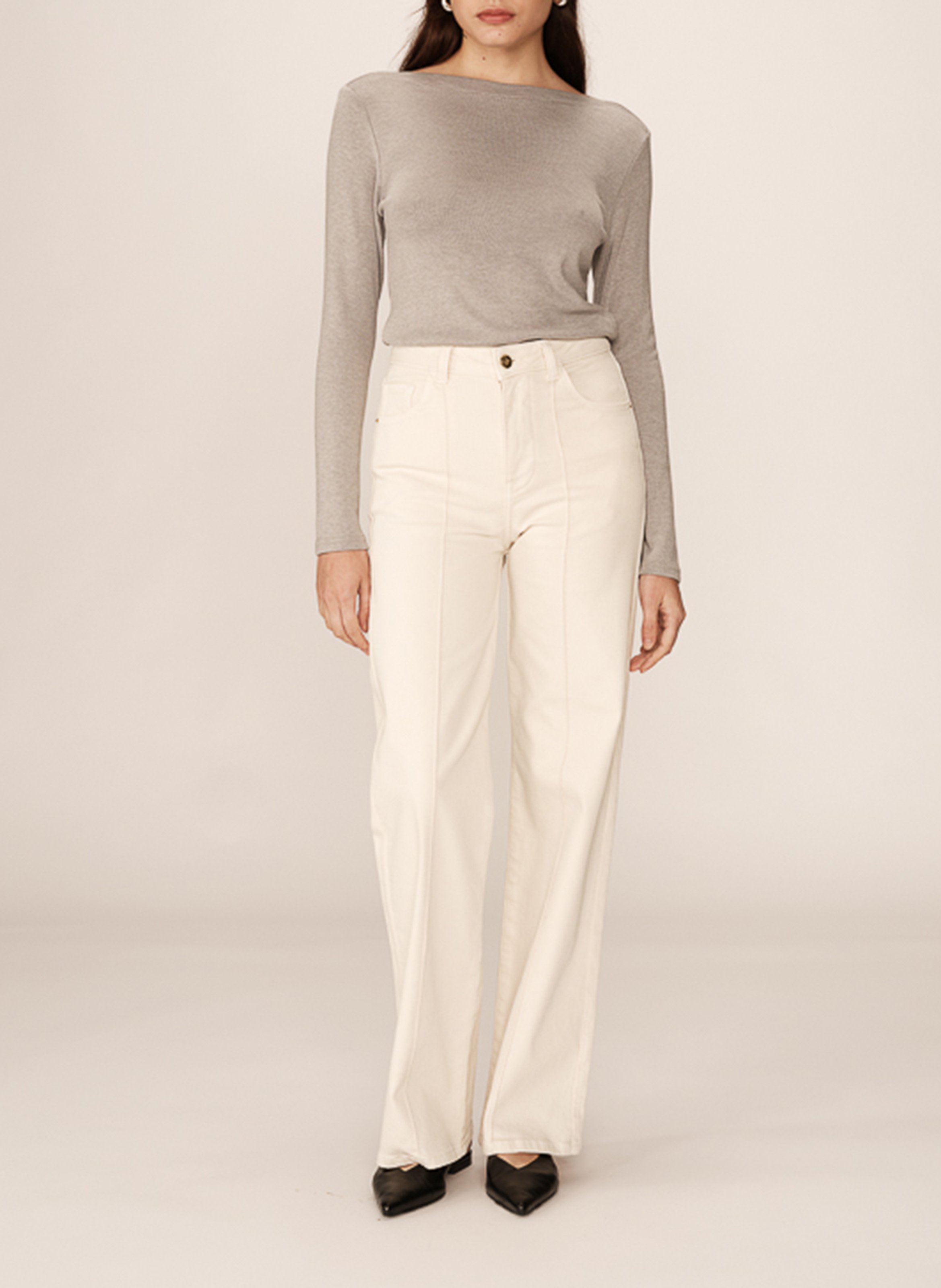 Cotton-blend straight jeans White