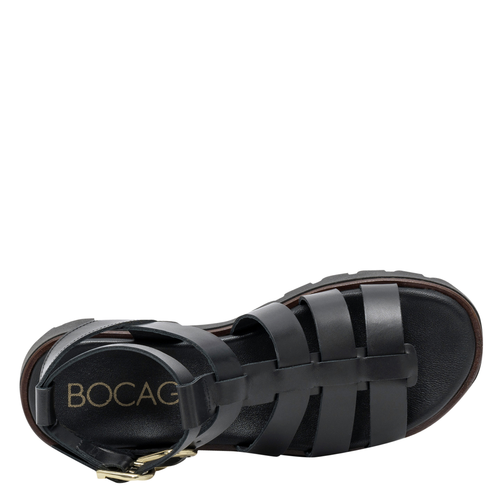 Avarca Berlin - Flache Ledersandalen mit Samt BOCAGE Schwarz