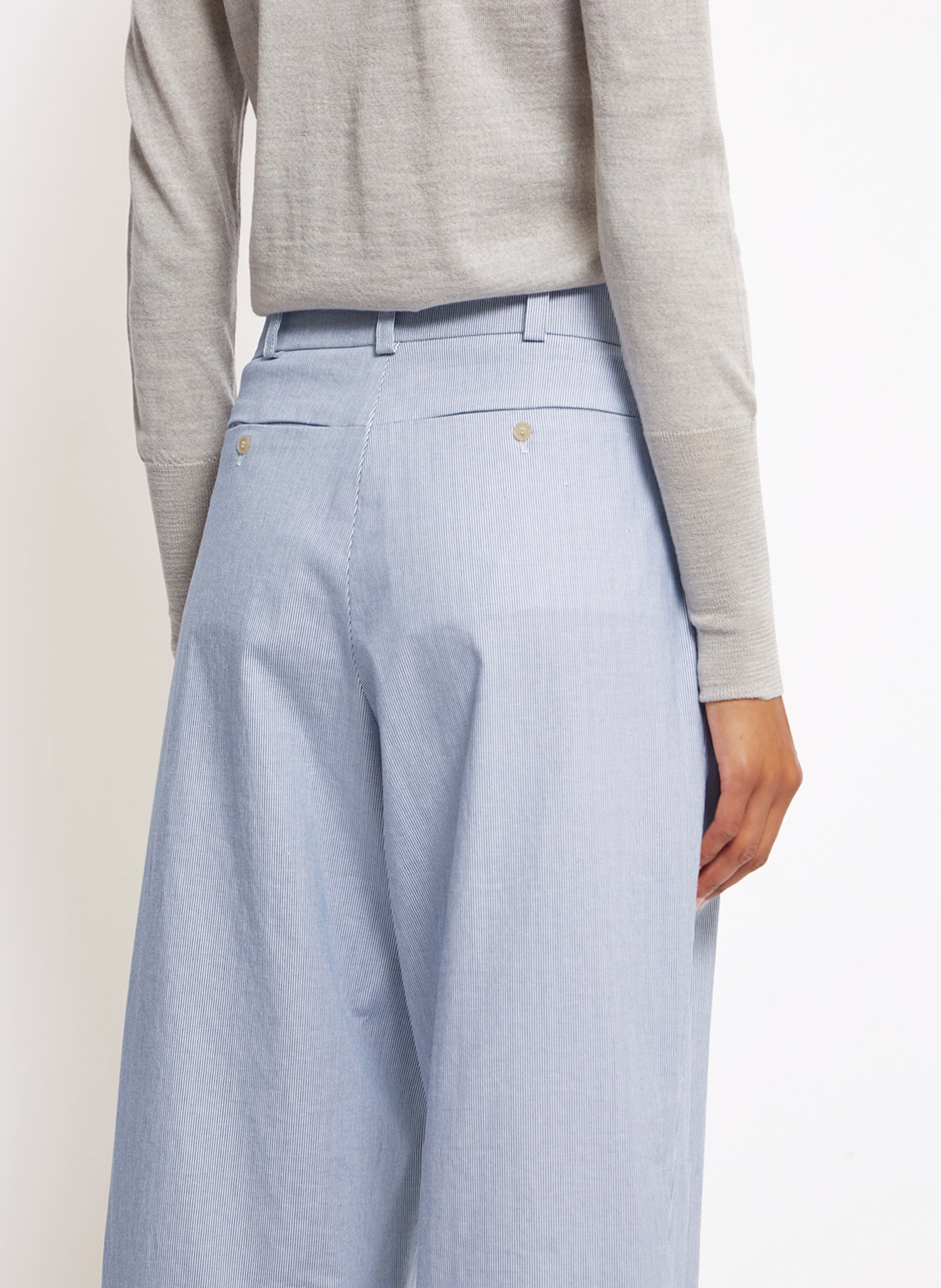 Pantalon droit à rayures fines ROSEANNA Blanc