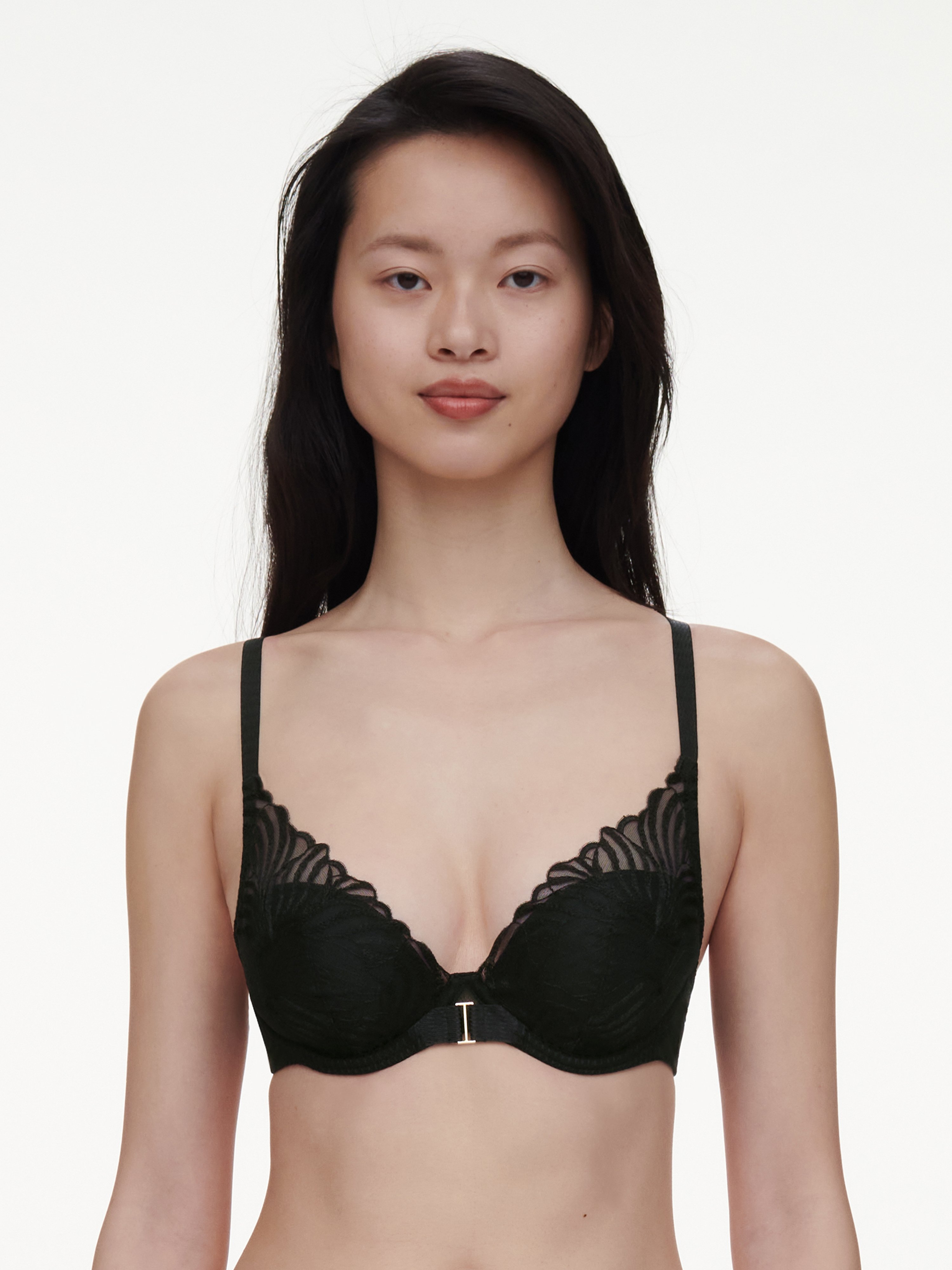 Plunging padded bra with embroidery CHANTELLE Black