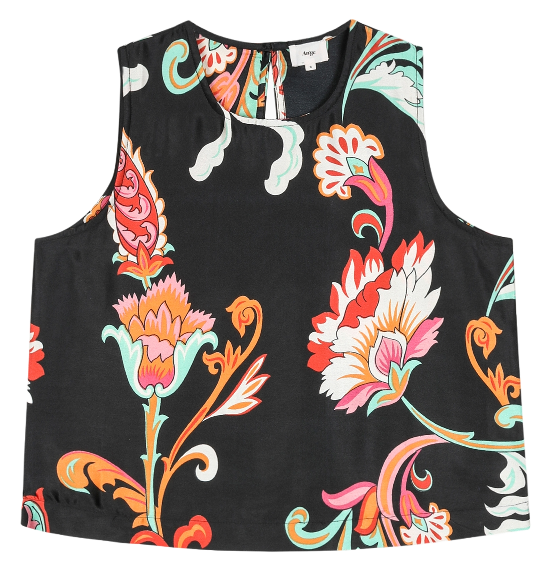 Round-neck floral print top AN'GE Black