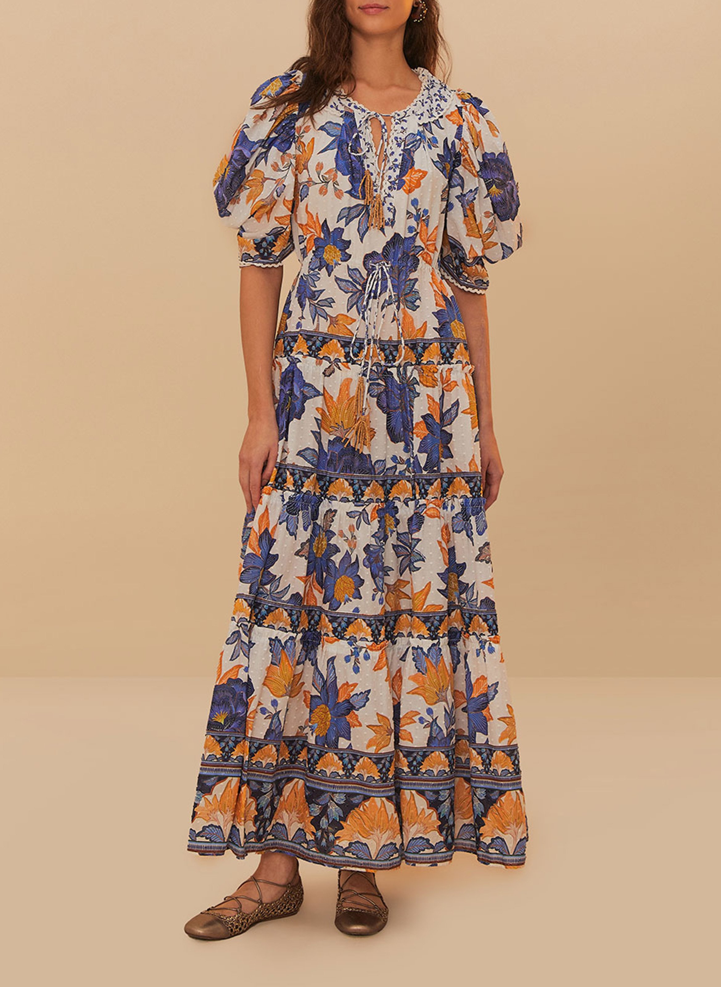 Robe longue brodée à motifs  FARM RIO Multicolore