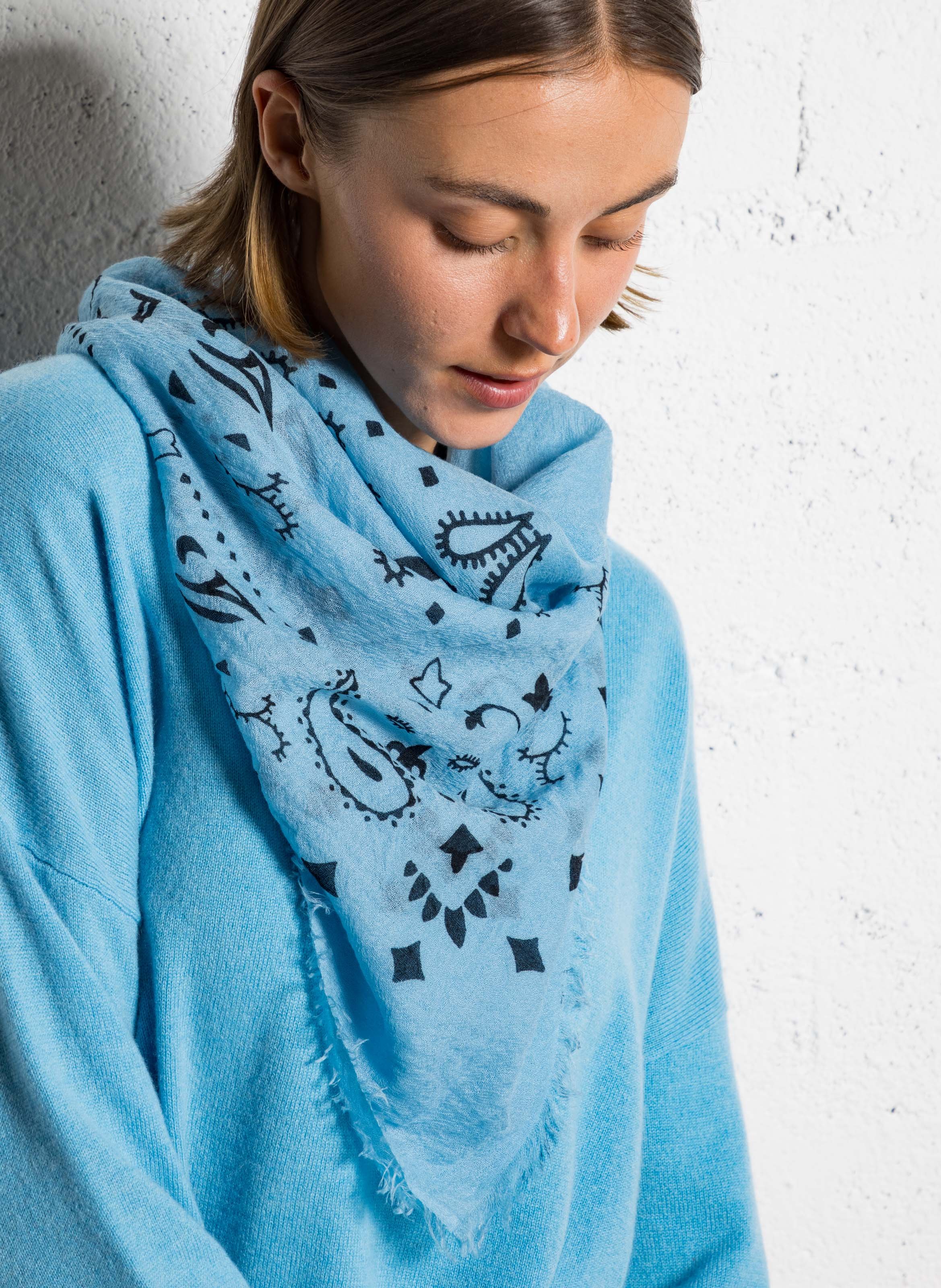 Printed cashmere voile scarf KUJTEN