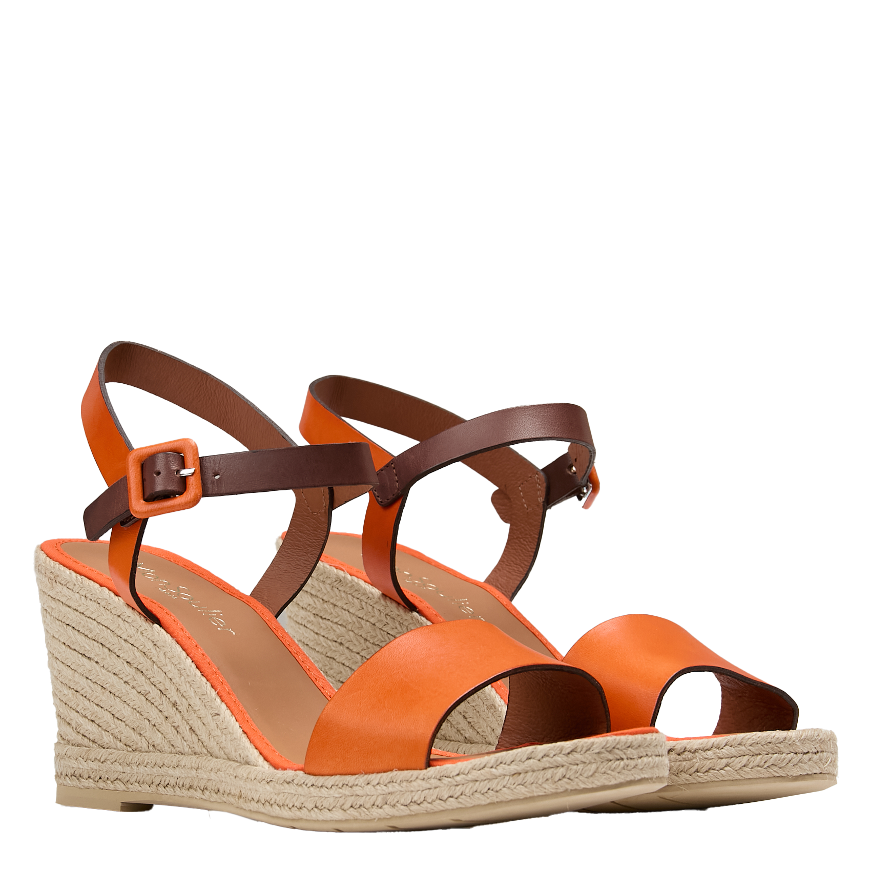 Bicolor leren sleehak espadrilles MON SOULIER Oranje