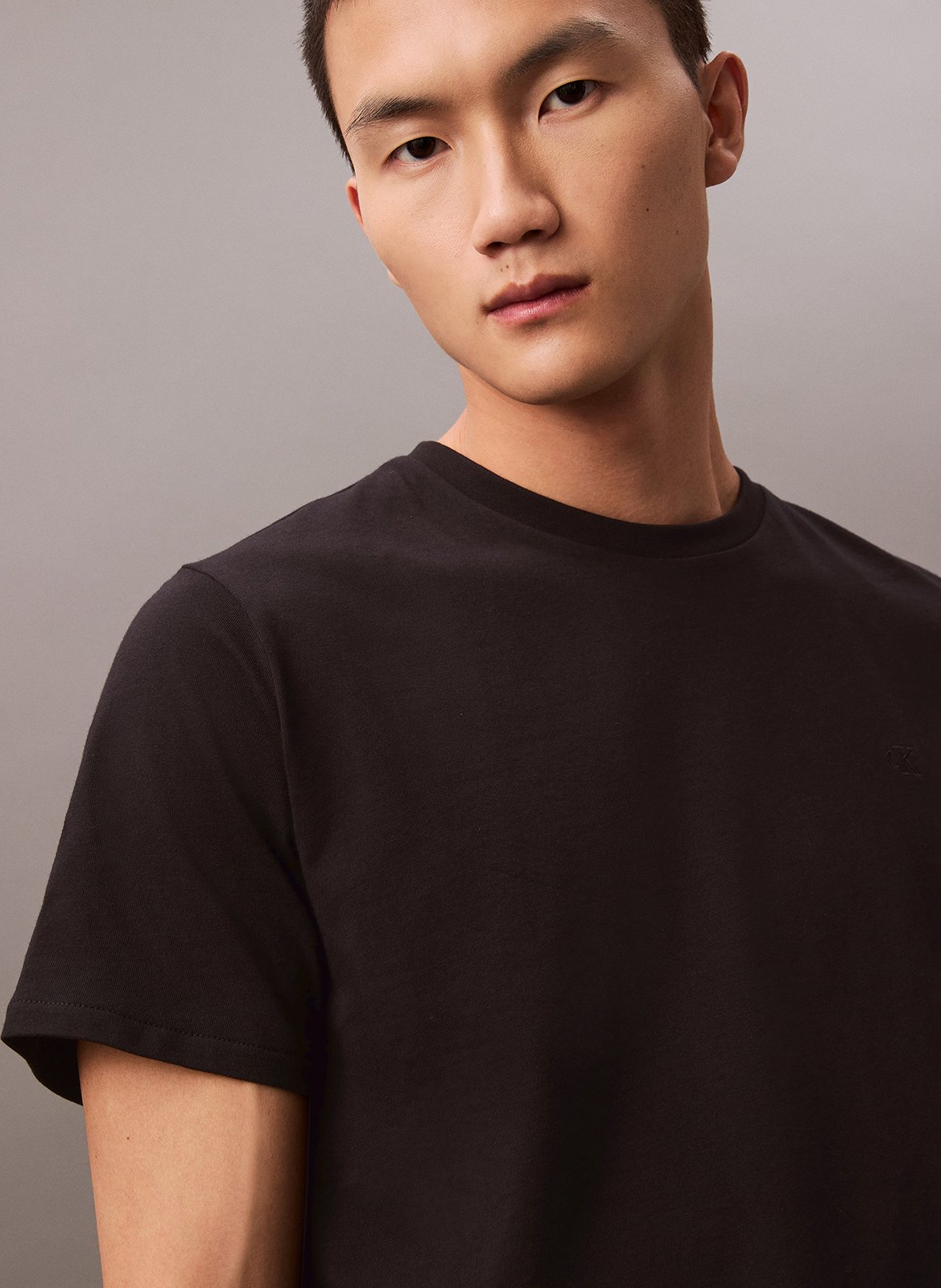 Tee-shirt droit en coton CALVIN KLEIN Noir