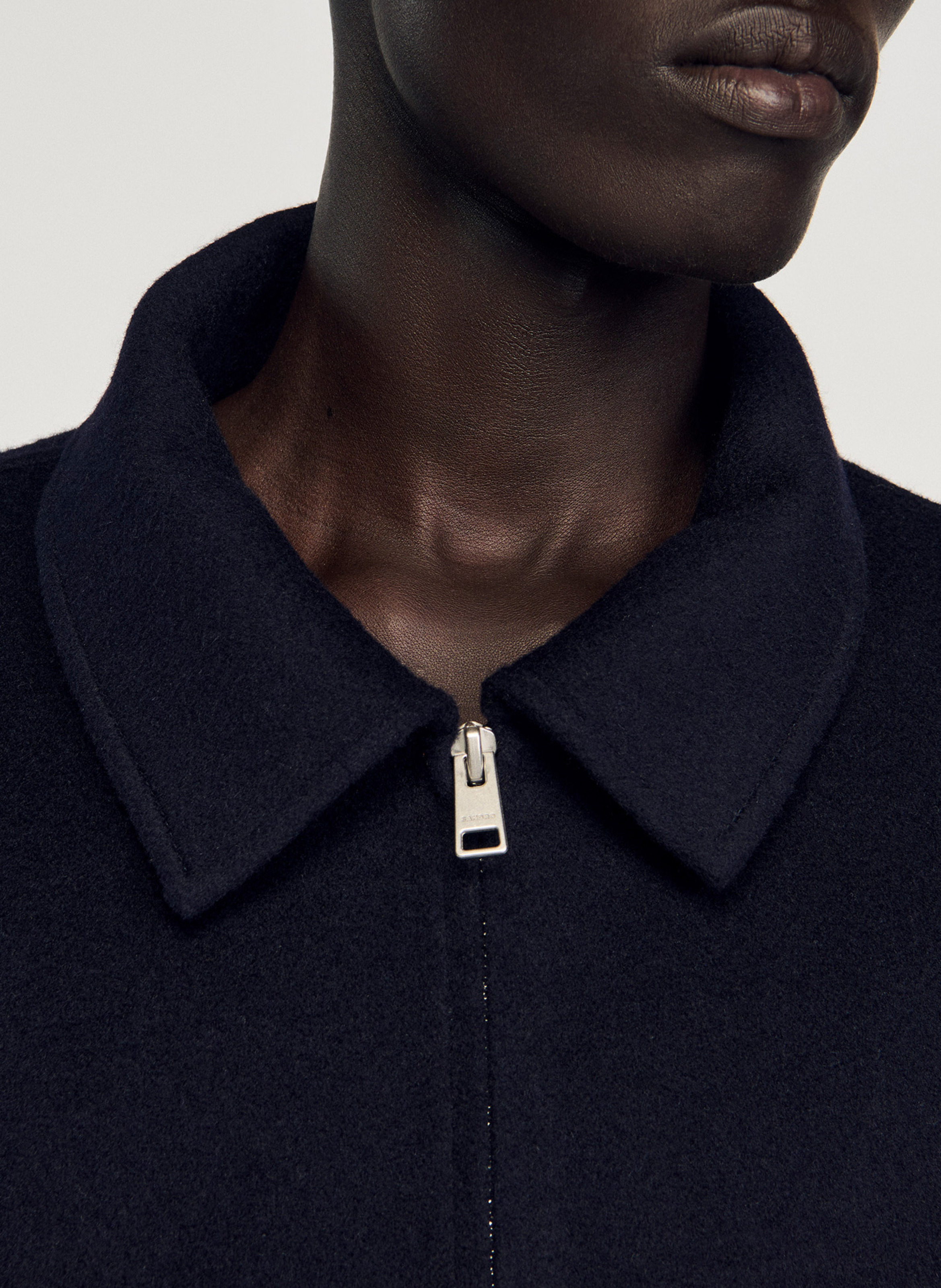 Surchemise d=col classique droite en laine mélangée SANDRO Bleu