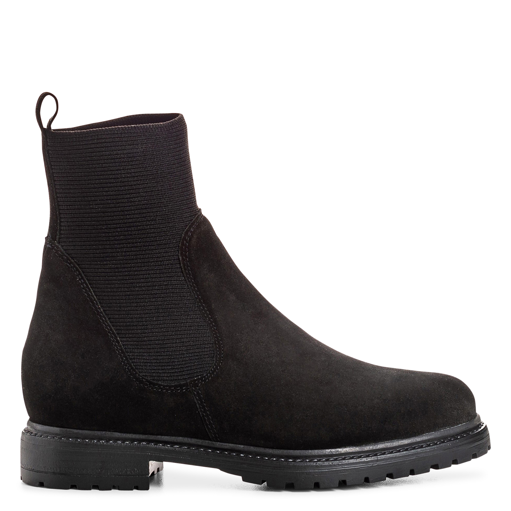 Effen leren enkellaarzen met textuur REQINS