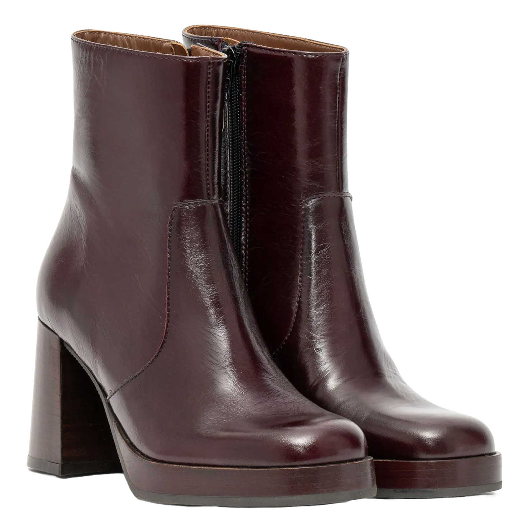 Patent leather platform boots BOCAGE Brown