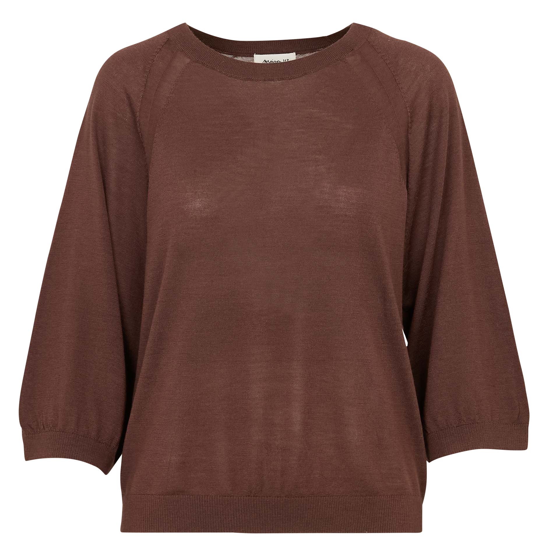 Round neck T-shirt in blended wool and silk MAISON 123 Brown