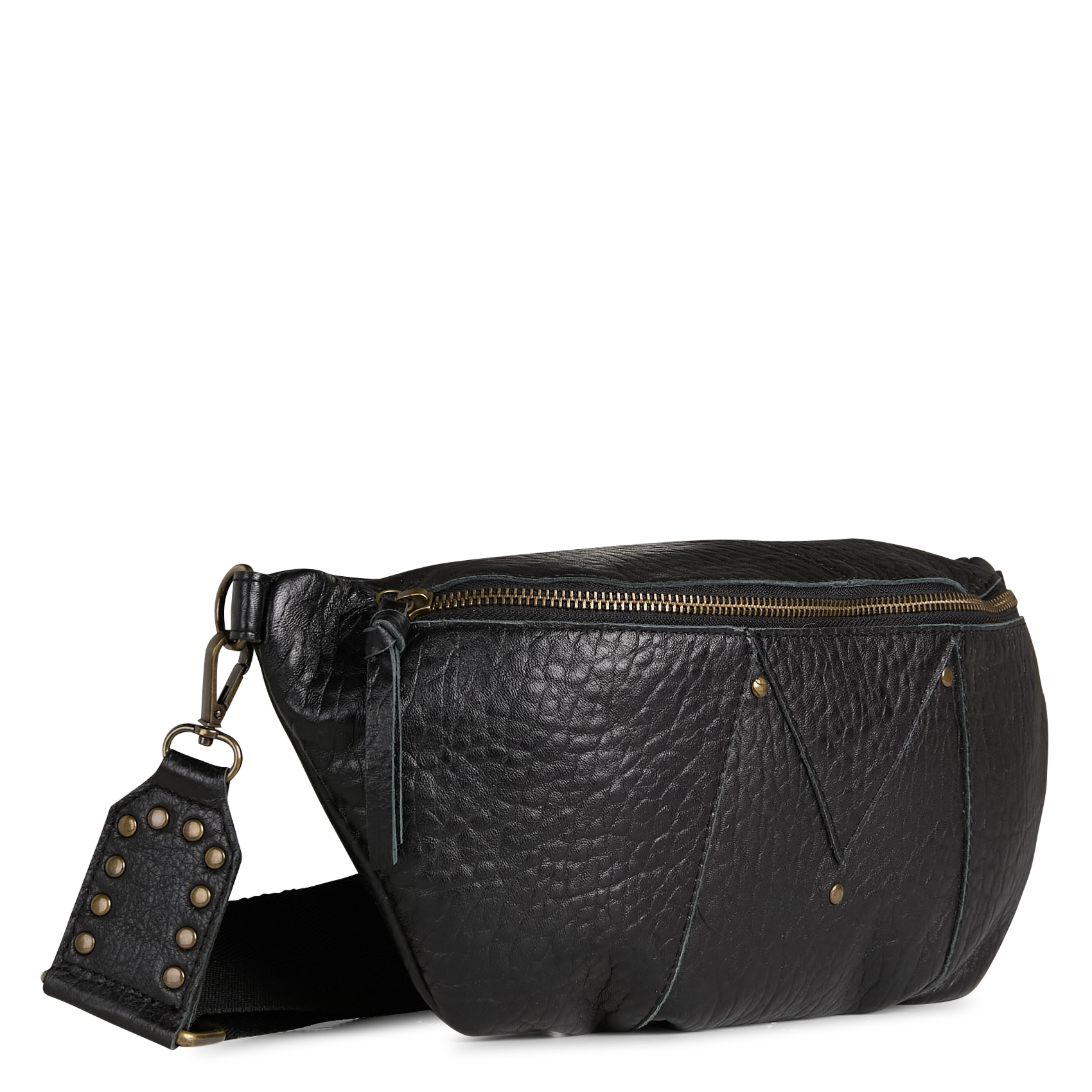 Sac banane en cuir PIECES Noir