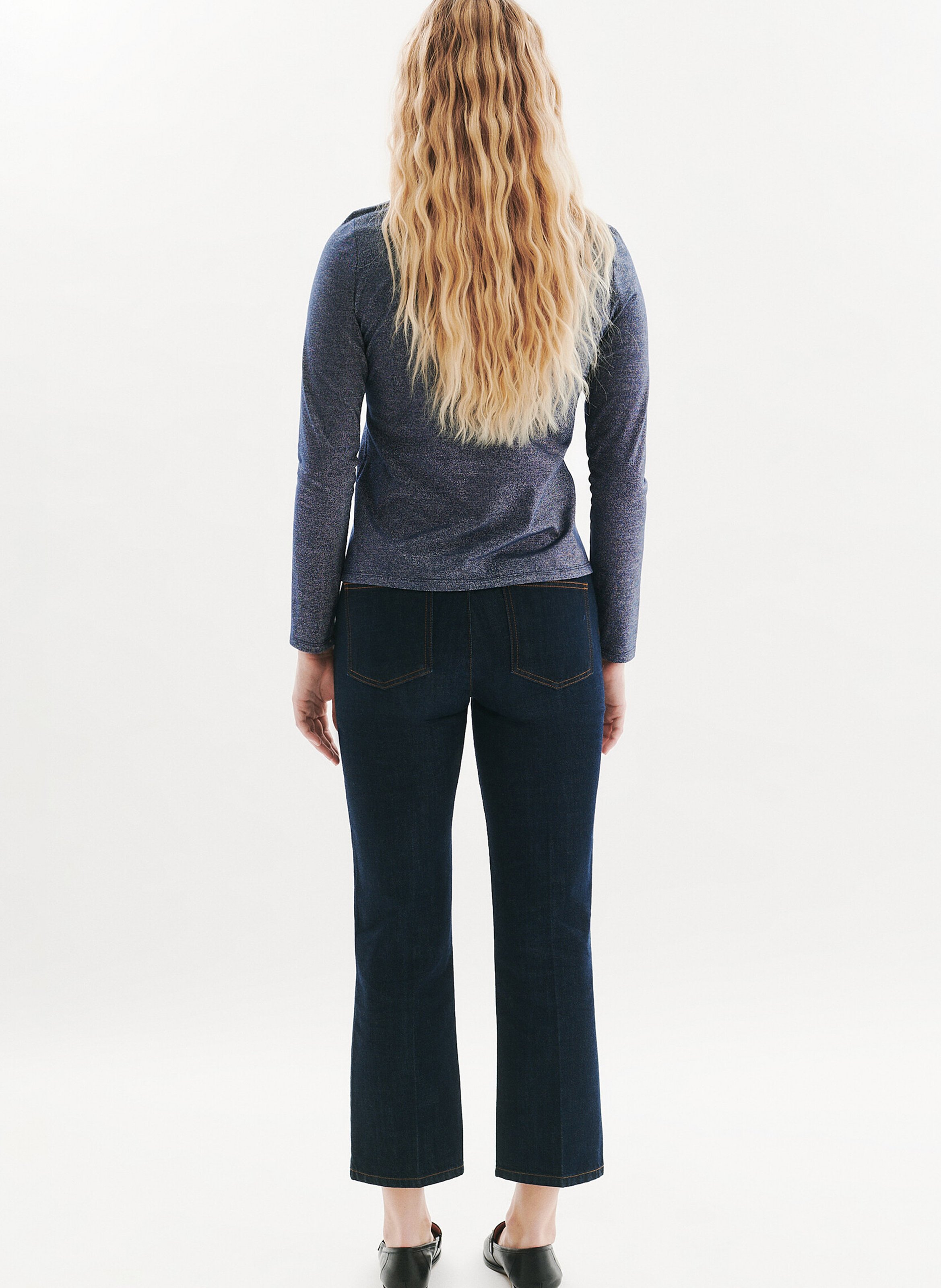 Boat-neck cotton-blend T-shirt CAROLL Blue