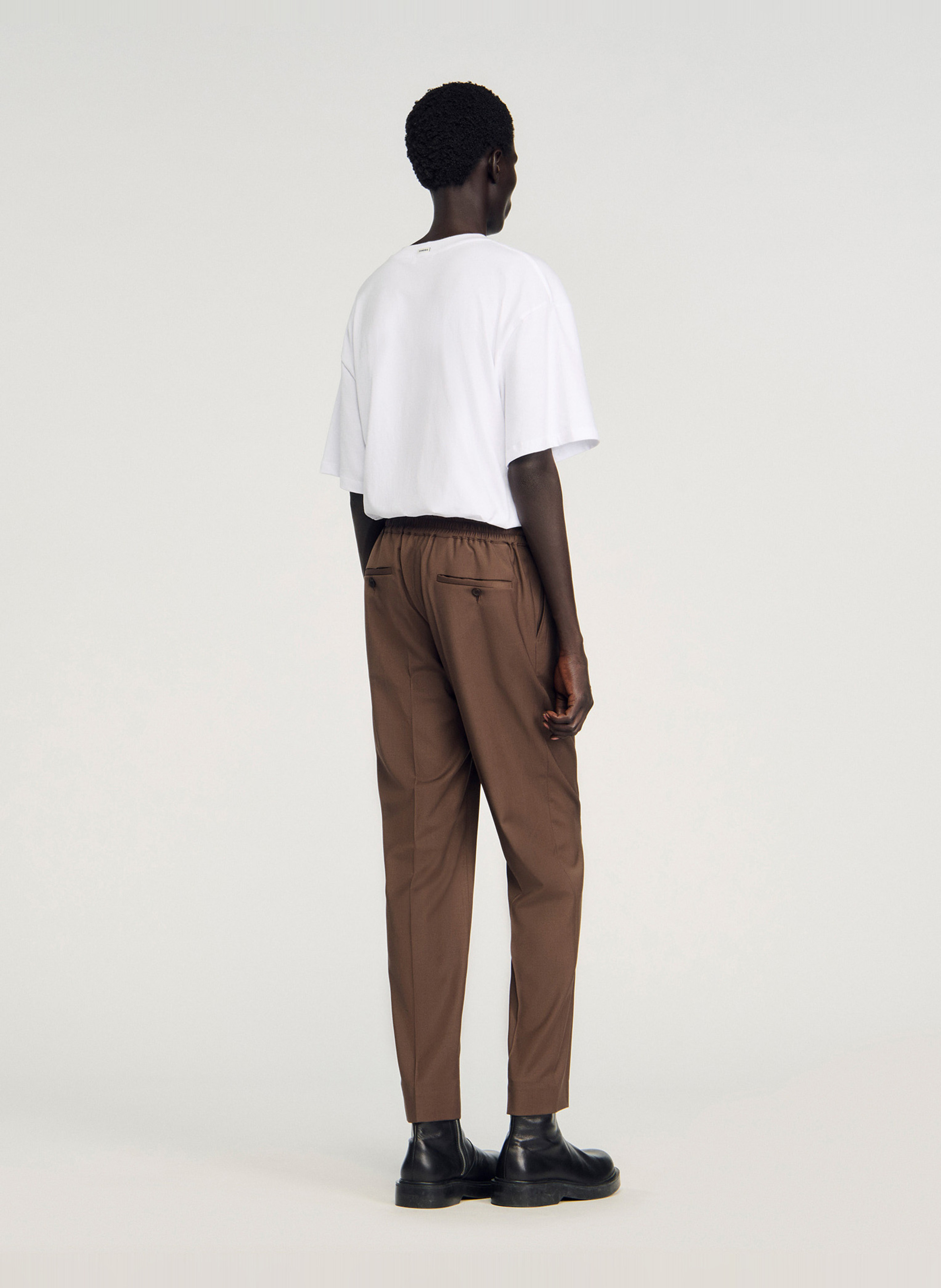 Rechte, elastische broek SANDRO Beige