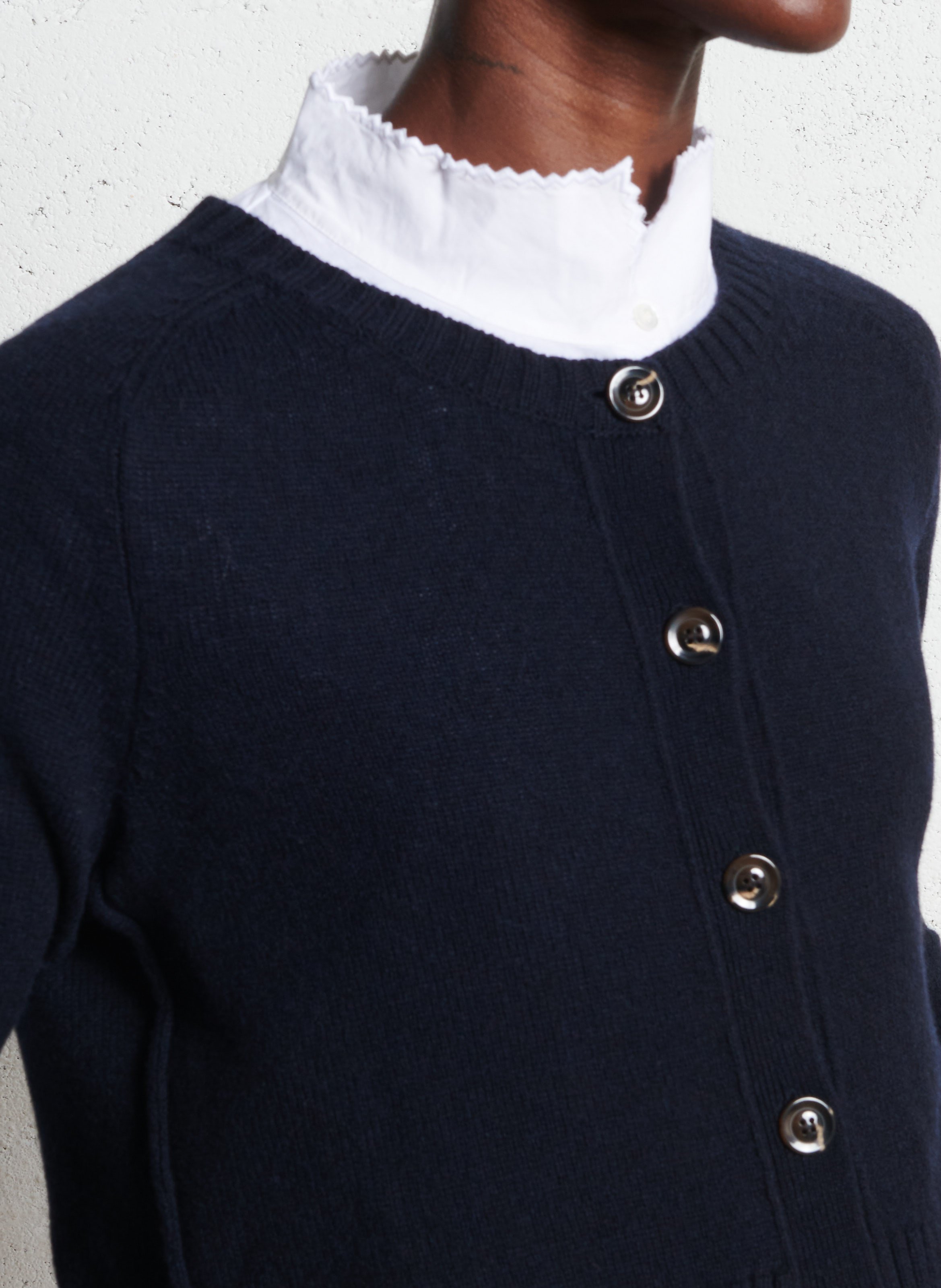 Cardigan col rond droit en laine SOEUR Bleu