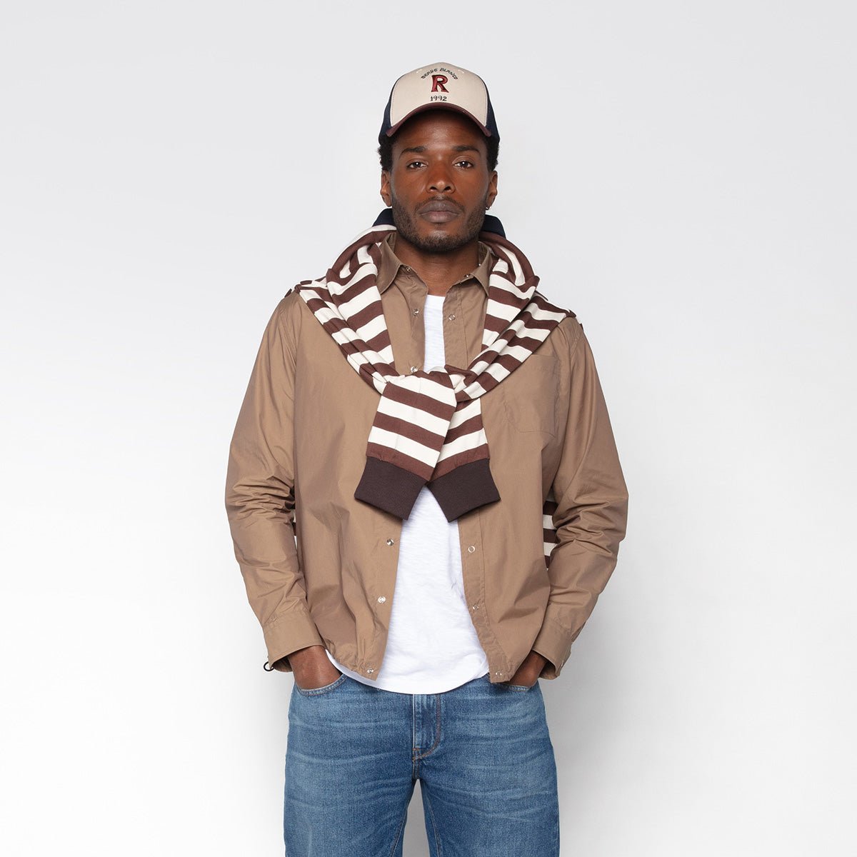 Long-sleeved rugby polo SERGE BLANCO Brown