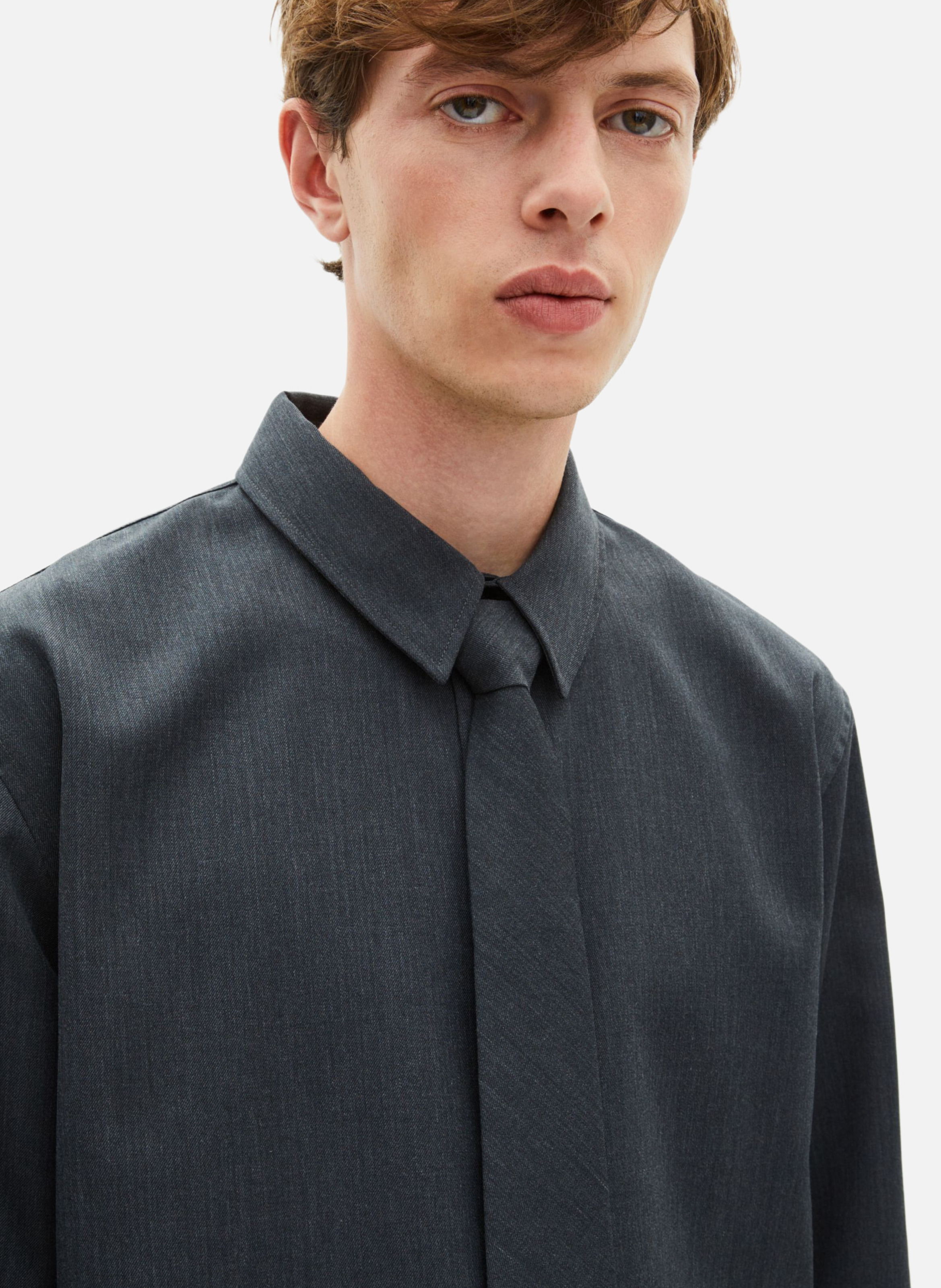 Shirt with tie THE KOOPLES Grey