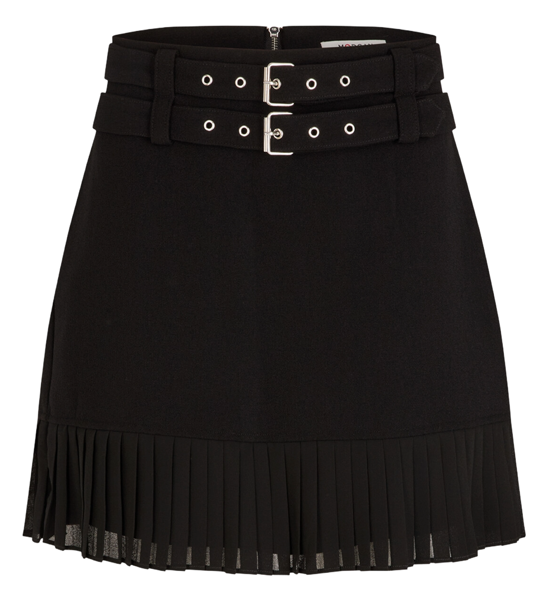 Jupe courte plissée en polyester recyclé mélangé MORGAN Noir