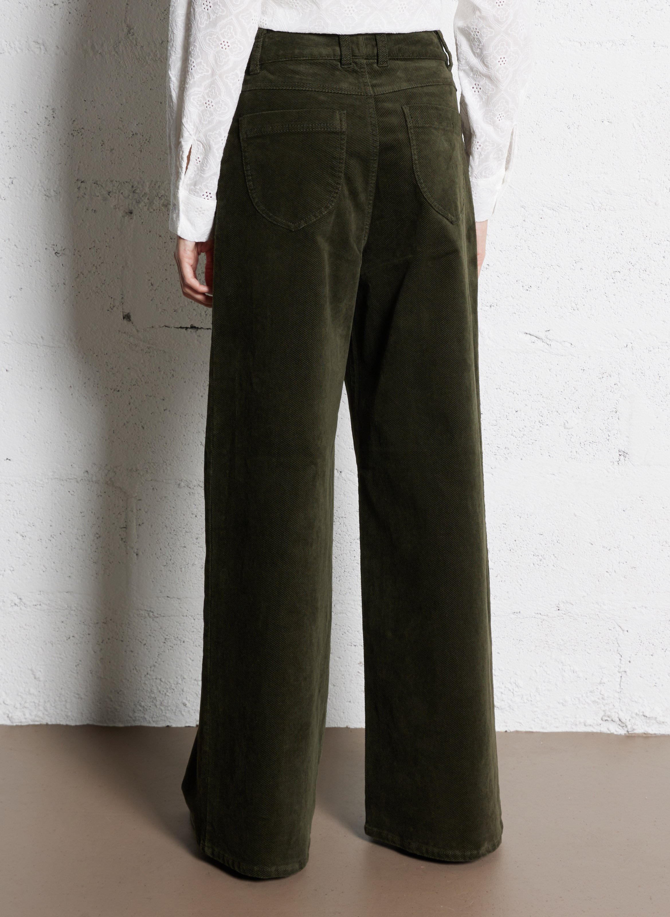 Pantalon large en coton mélangé BENSIMON Kaki