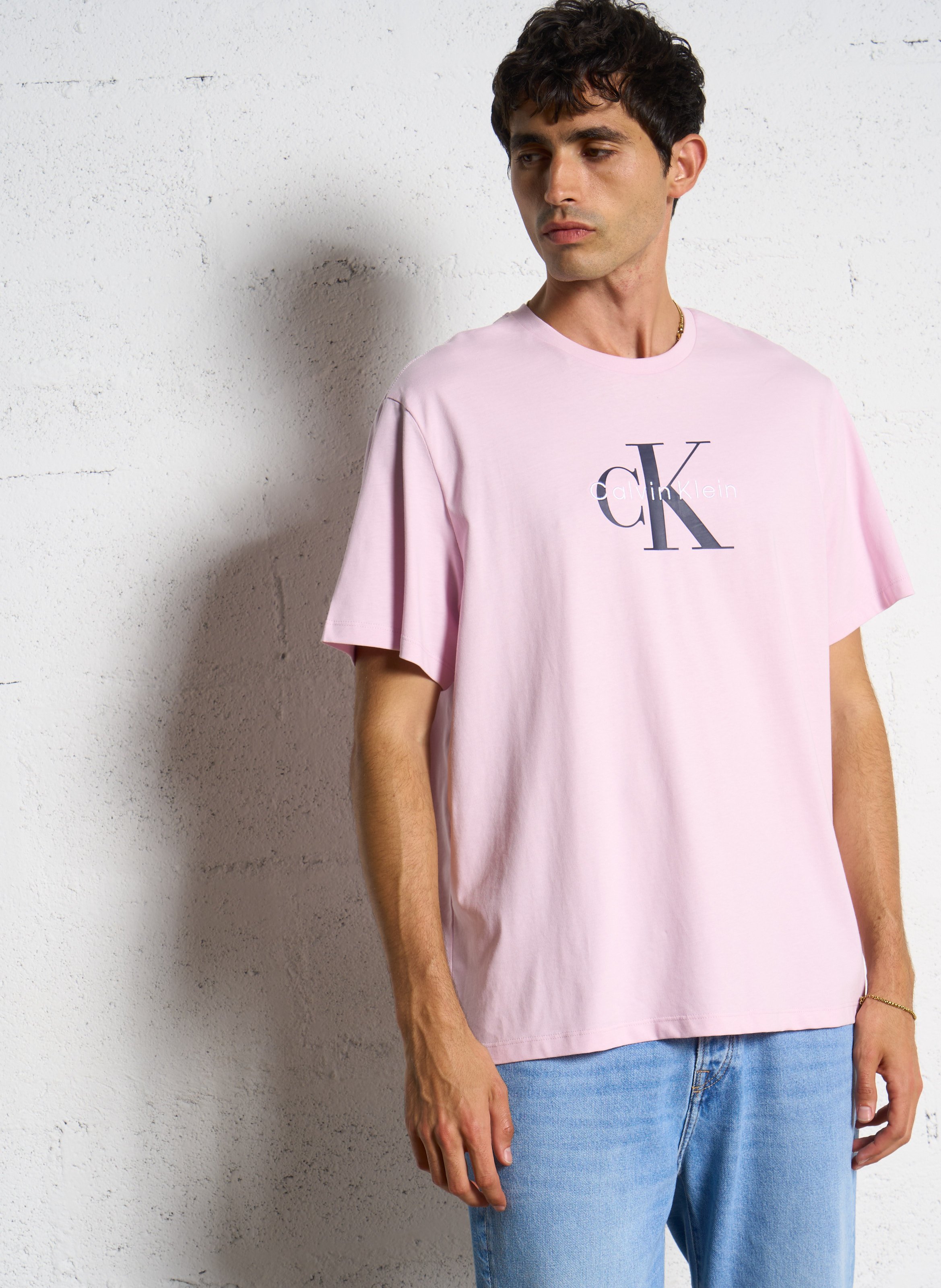 Tee-shirt droit en coton sérigraphié CALVIN KLEIN Violet