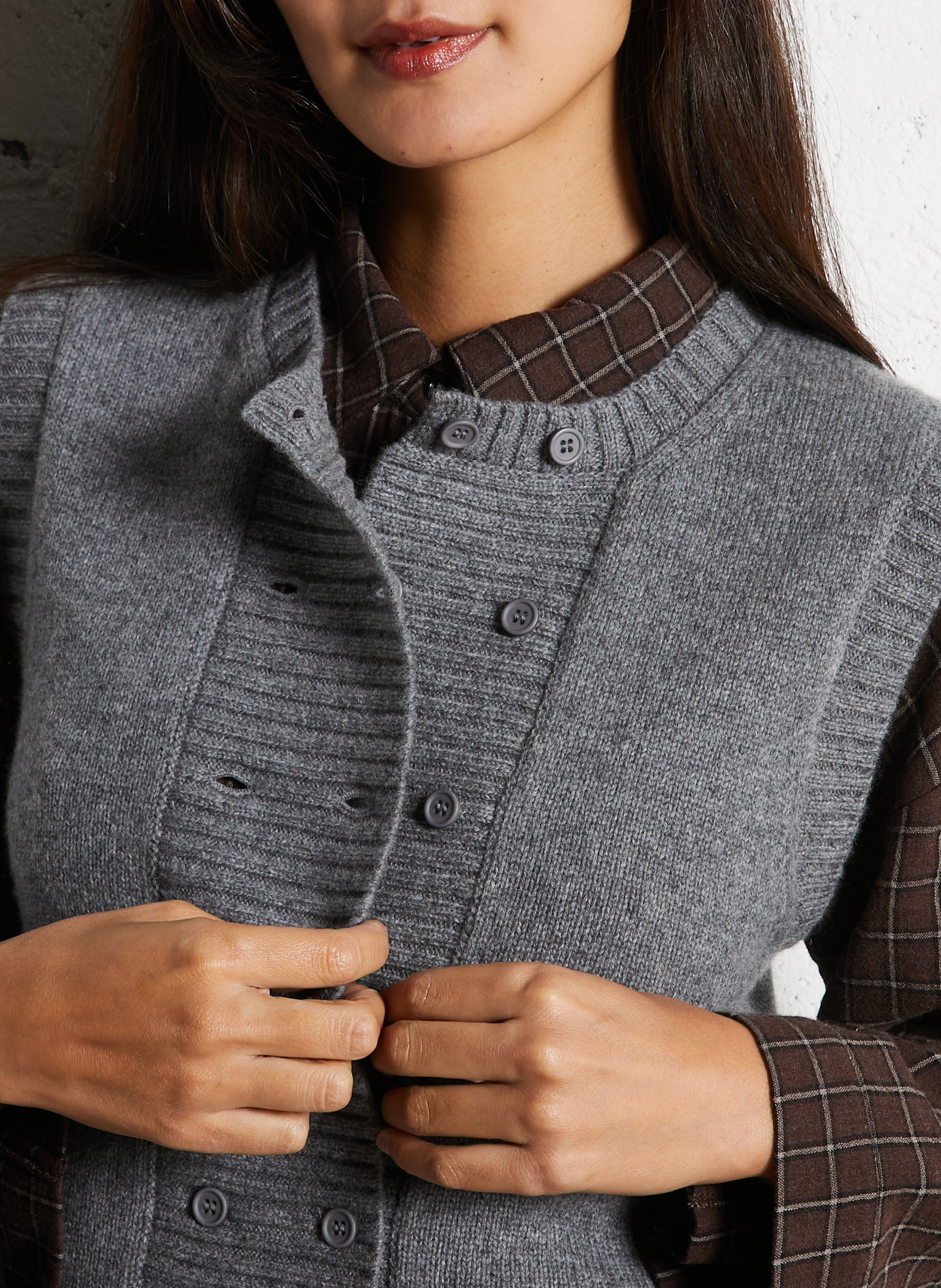 Top col rond en laine THE TINY BIG SISTER Gris