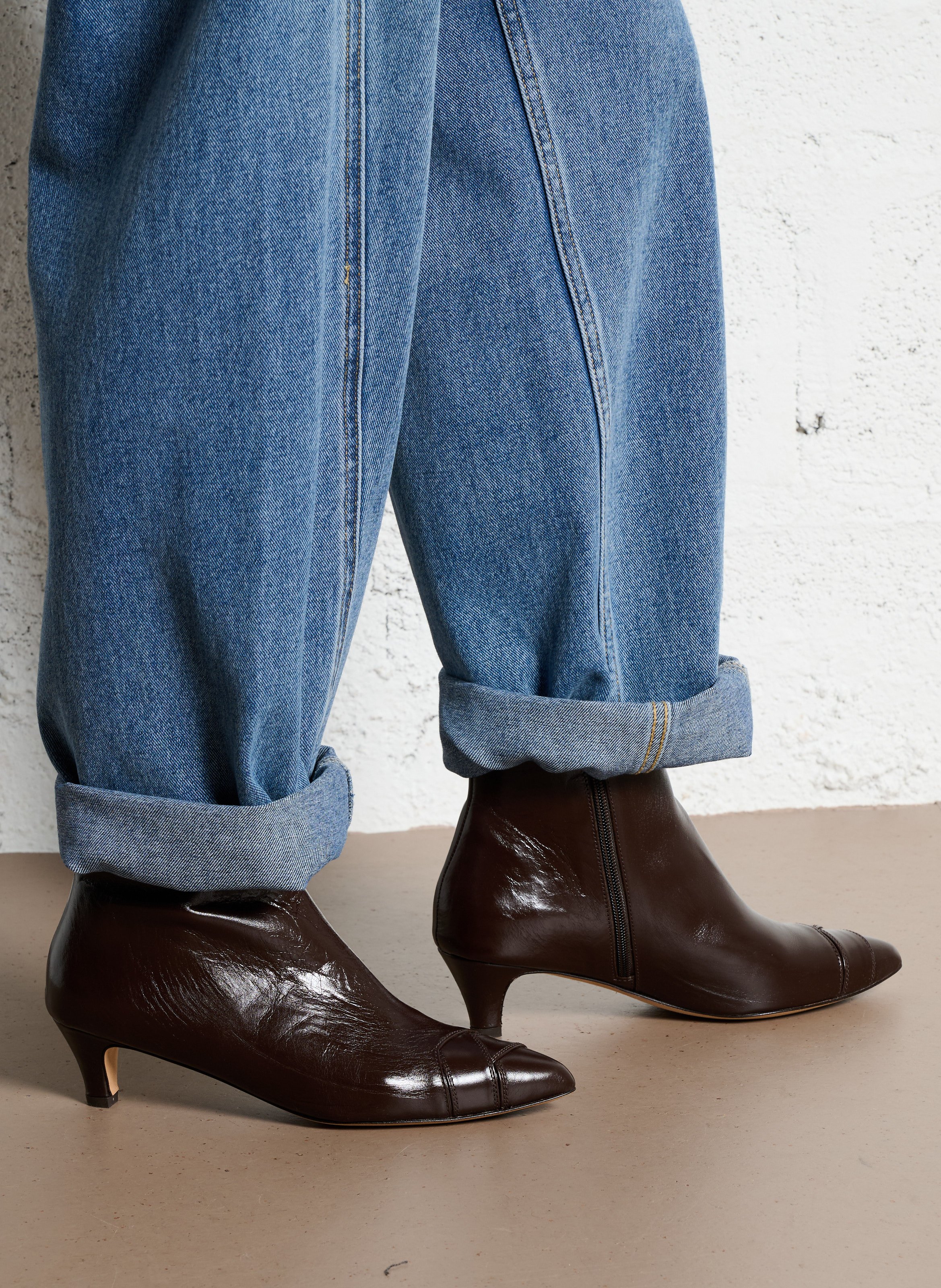 Bottines à petits talons en cuir ANONYMOUS COPENHAGEN Marron