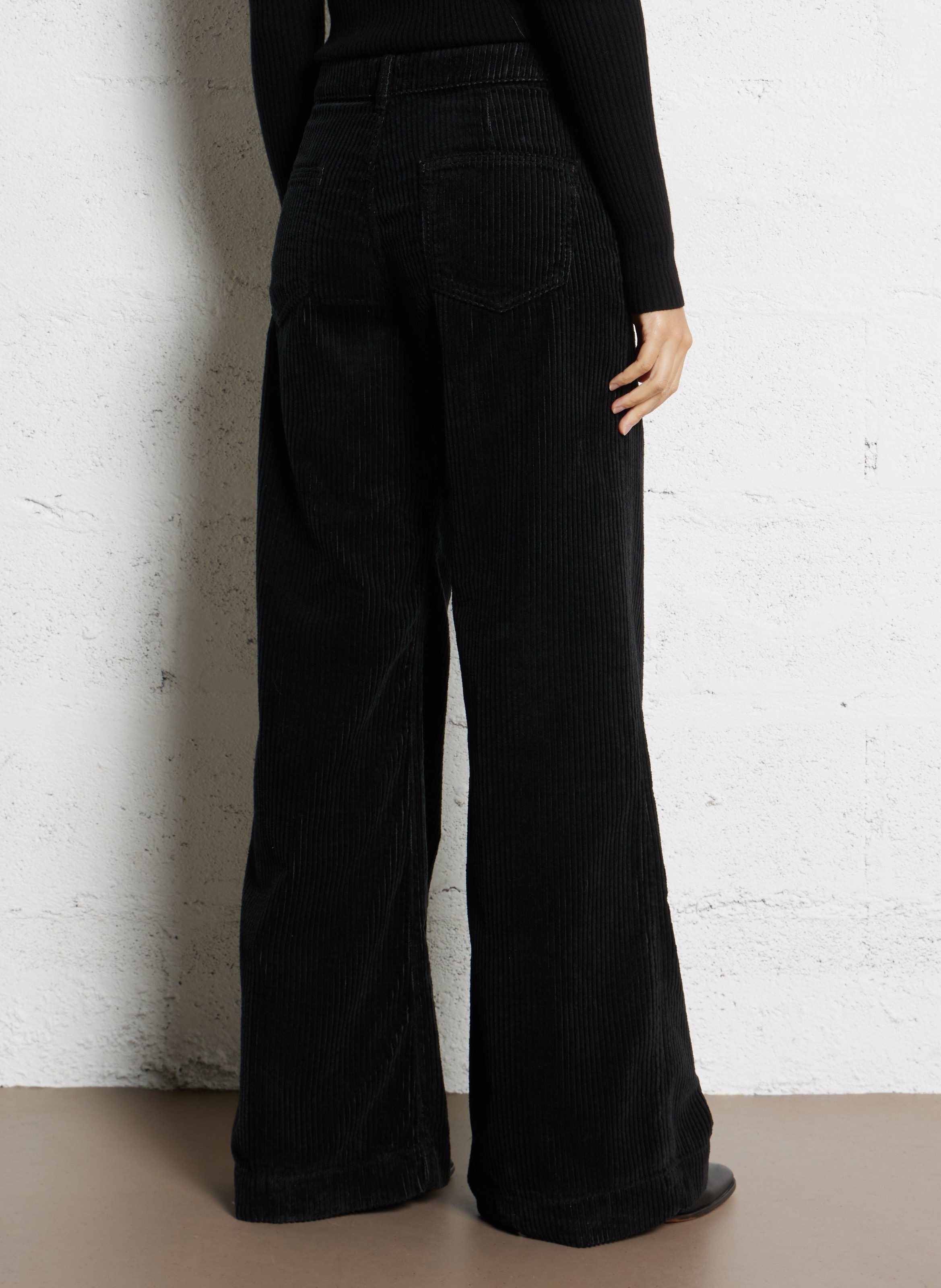 Wijde broek van ribfluweel van katoen ACQUAVERDE Zwart